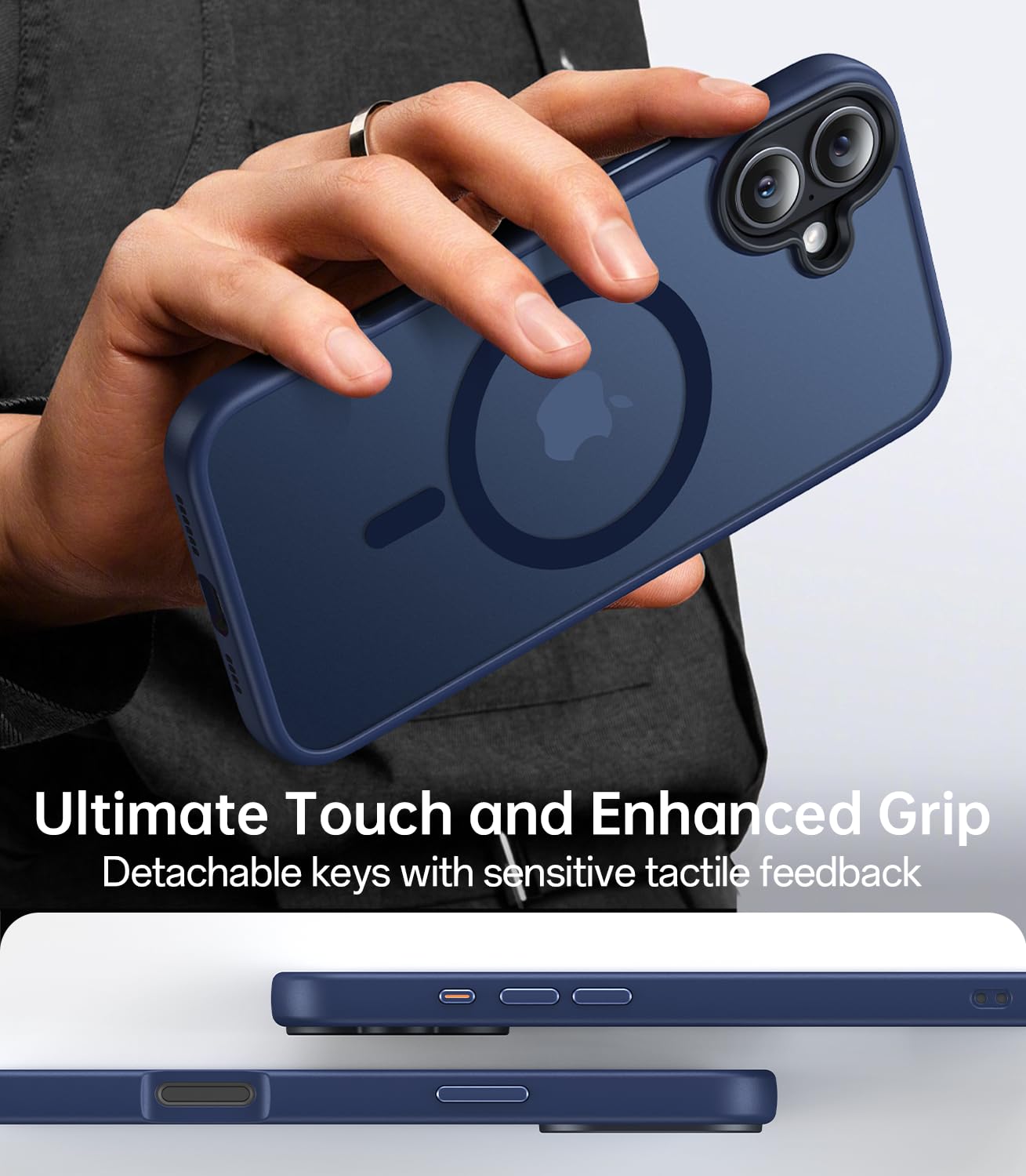 Meifigno Designed For Iphone 16 Case 6.1'', Compatible With Magsafe, Military Grade Protection, Translucent Matte Back With Alum