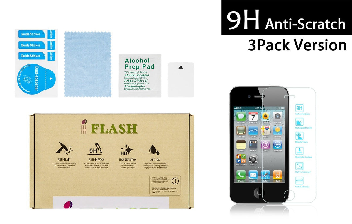 Iflash 3 Pack Tempered Glass Screen Protector For Apple Ipod Touch 4Th Generation   Transparent Crystal Clear / 2.5D Rounded Edg