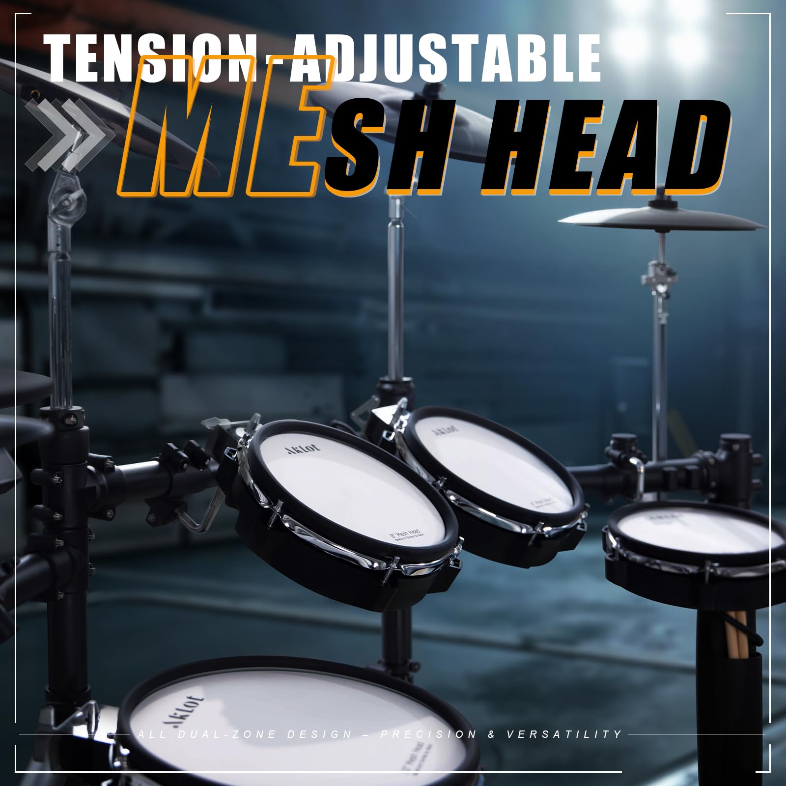 Aklot Expanded-Size Electric Drum Set: 12 Two-Piece Standalone Hi-Hat, Independent Kick Drum And 10 Dual-Zone Snare, 12 Tr