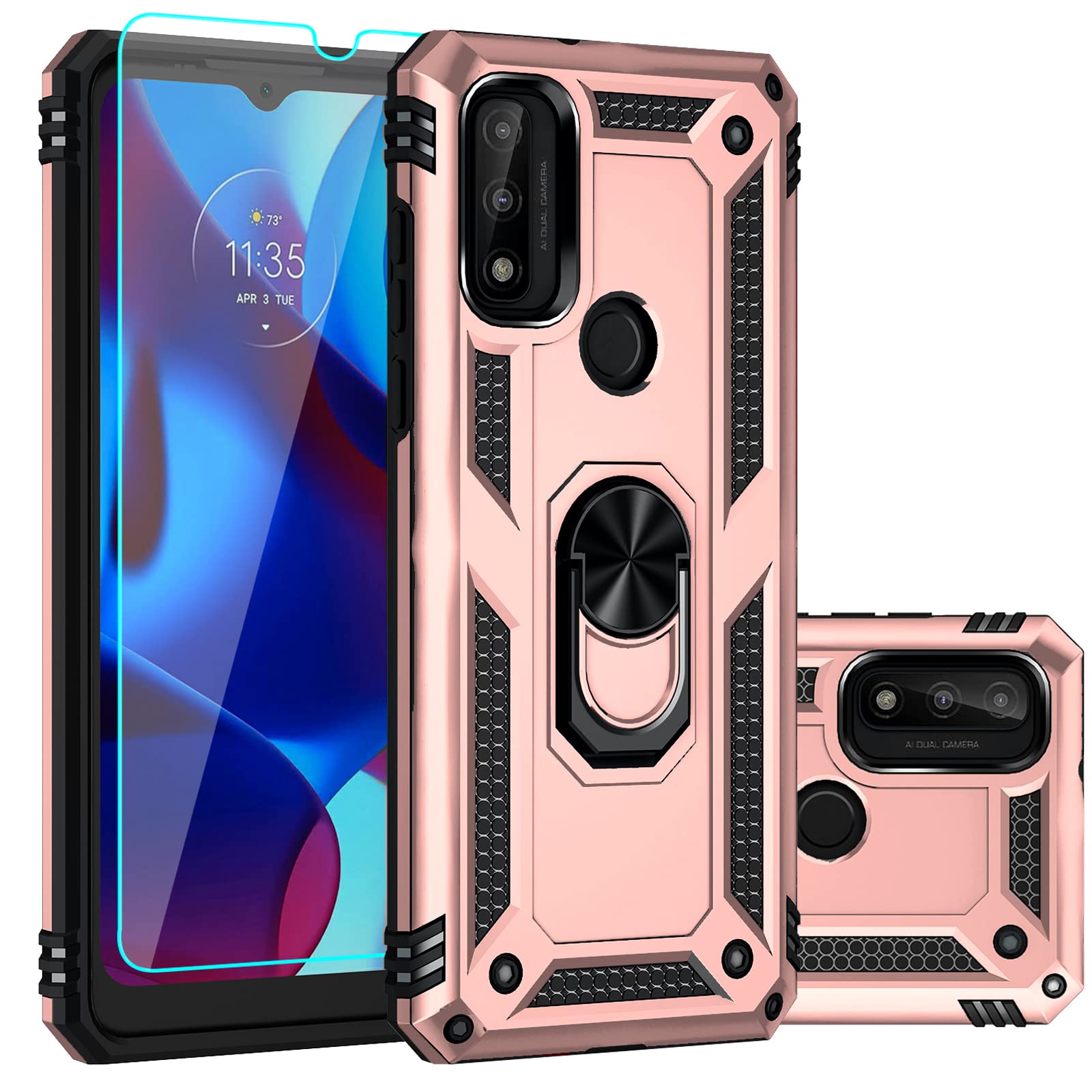 Sktgslamy For Moto G Pure Case,With Hd Screen Protector, [Military Grade] 16Ft. Drop Tested Cover With Magnetic Kickstand Car Mo