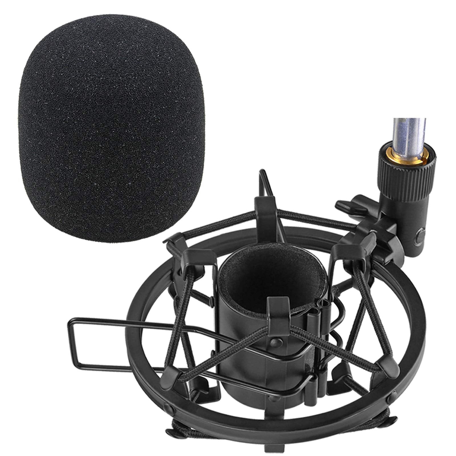 Sunmon Sm58S Microphone Shock Mount Holder With Foam Windscreen For Absorbe Vibration And Noise, Pop Filter Suitable For Sm58S,