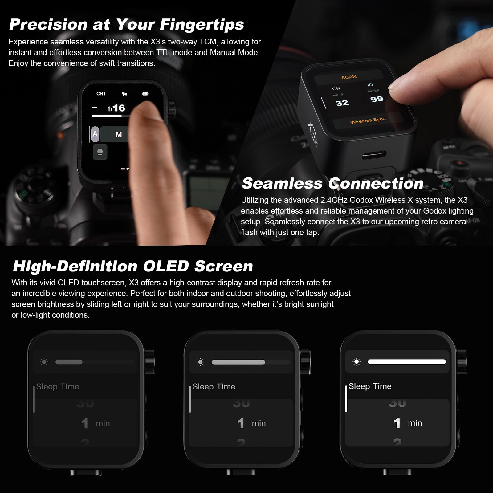 Godox X3N X3 N X3 N Ttl Wireless Flash Trigger For Nikon Cameras,Touch Screen Oled Ttl Wireless Flash Trigger Transmitter, With