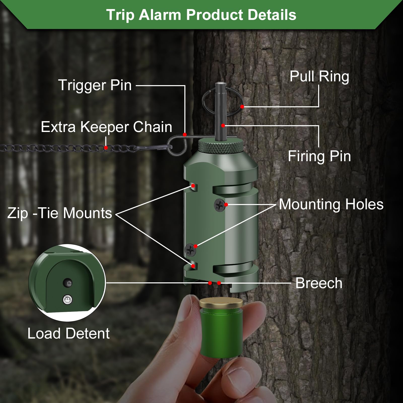 6X Trip Alarm, Perimeter Trip Alarm, 12 Gauge Camping Trip Wire Alarm Device, Early Warning Security System For Camping And Prop