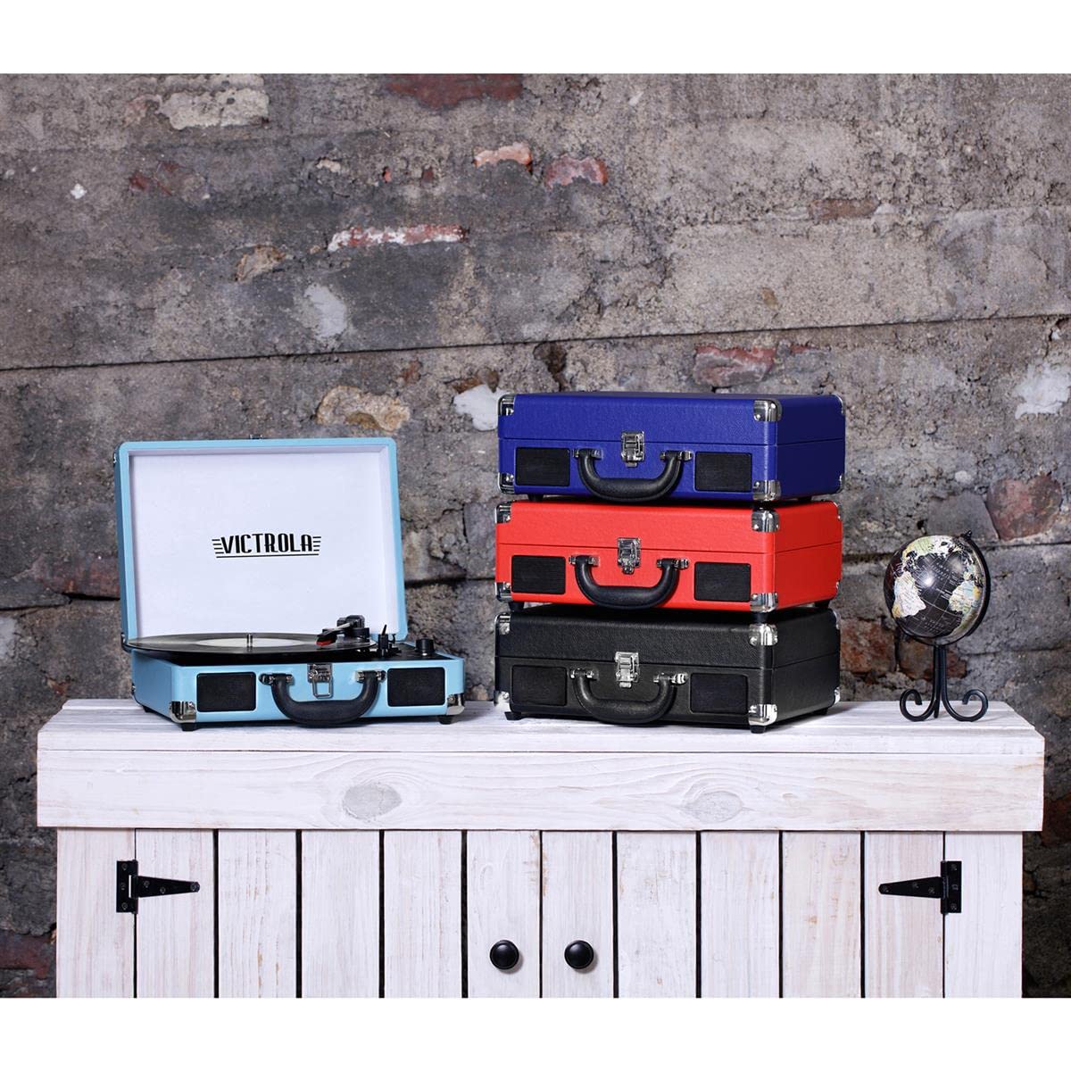 Victrola Vintage 3 Speed Bluetooth Portable Suitcase Record Player With Built In Speakers | Upgraded Turntable Audio Sound|Ameri