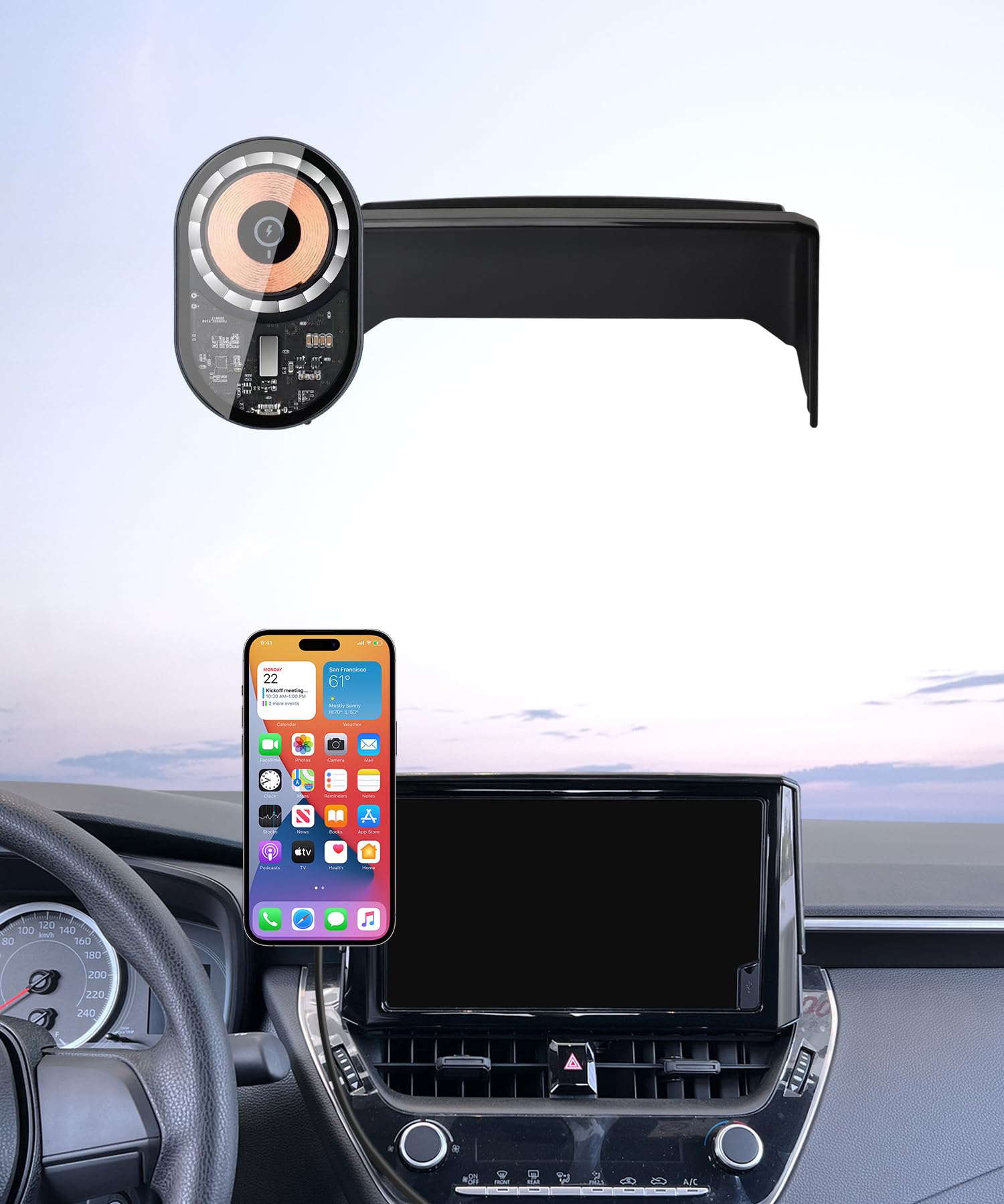 Masergogo Wireless Charging car Phone Holder for Toyota Corolla 2020-2025Hybrid/Corolla Cross 2022-2025 Accessories 8 inch Scree