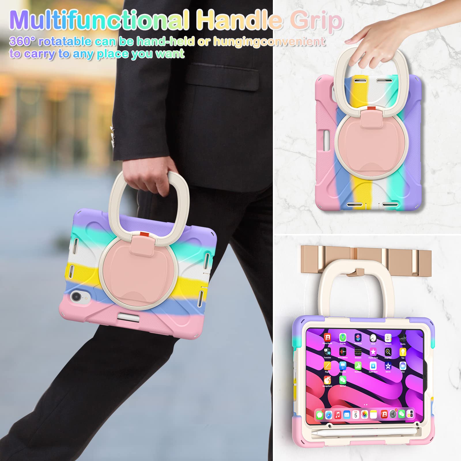 Braecnstock Kids Case For Apple Ipad Mini 7Th/6Th Generation 2024/2021 8.3 Inch Shockproof Protective Ipad Mini 7/6 Case With Sc