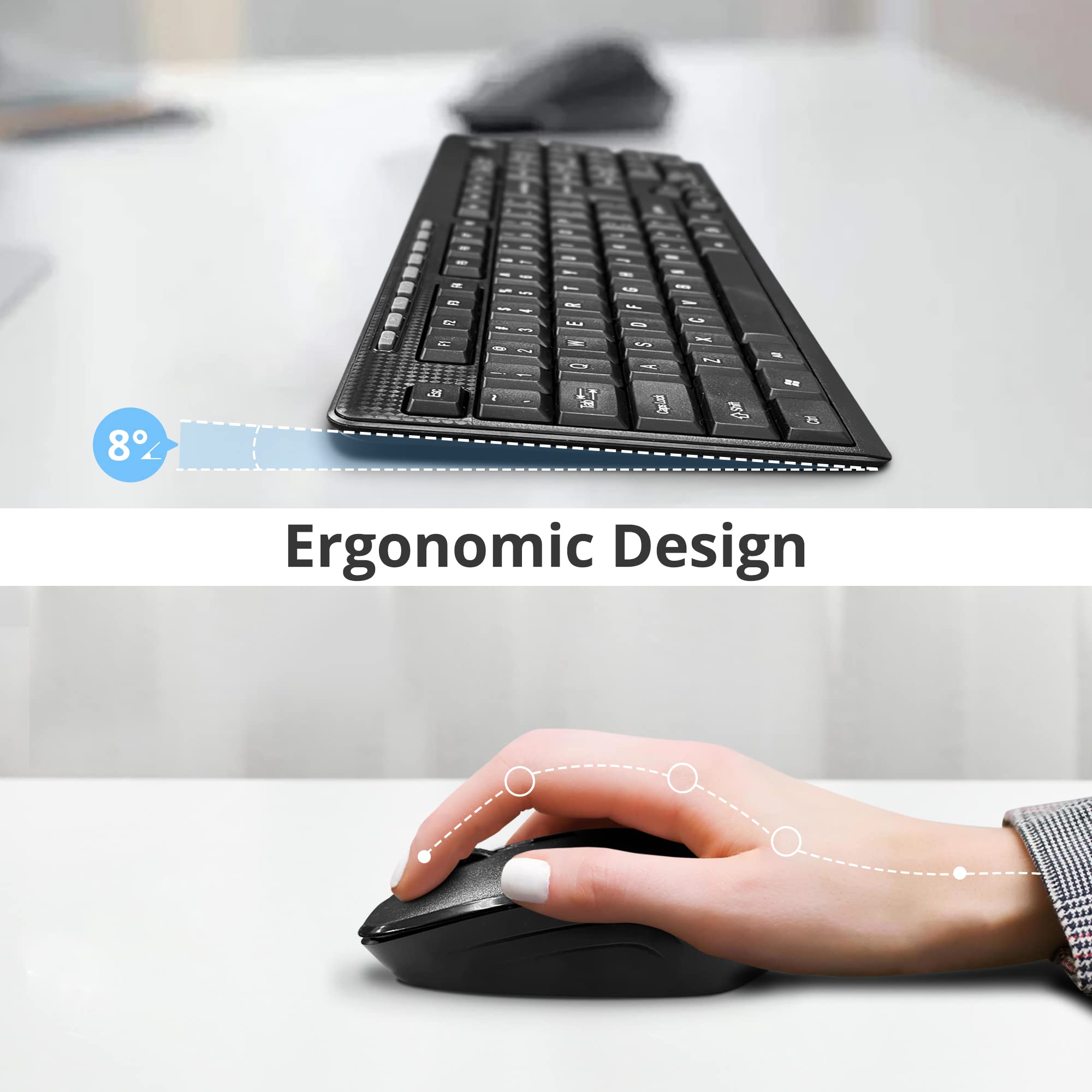 Siig Jk-Wr0T12-S1 Standard Size 102Key Wireless Keyboard With 3Button Wireless Optical Mouse, Black