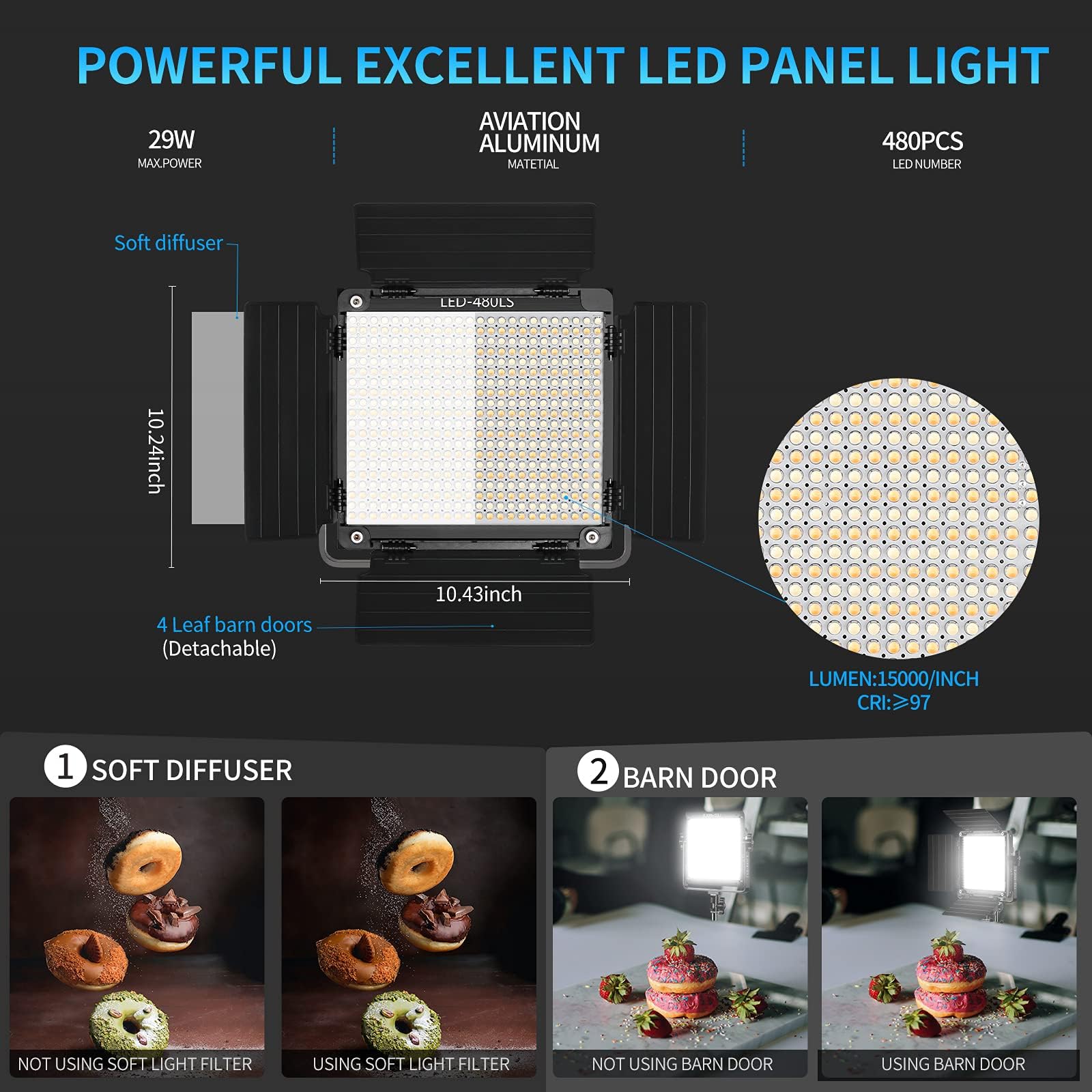 Gvm 2 Pack Led Video Lighting Kits With App Control, Bi Color Variable 2300K~6800K With Digital Display Brightness Of 10~100% Fo