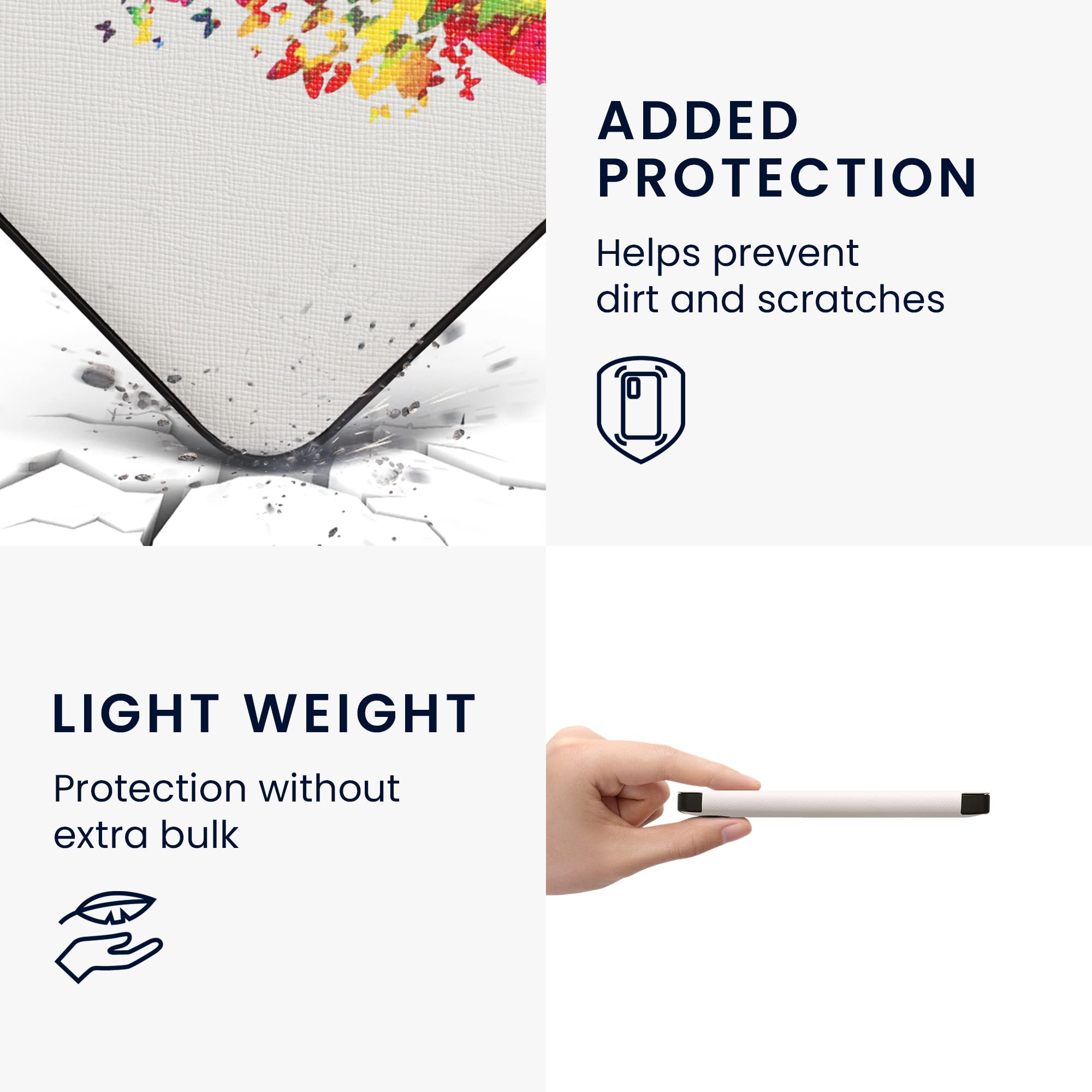 Kwmobile Case Compatible With Kobo Libra 2 Case - Ereader Cover - Butterfly Swarm Multicolor/Dark Pink/White