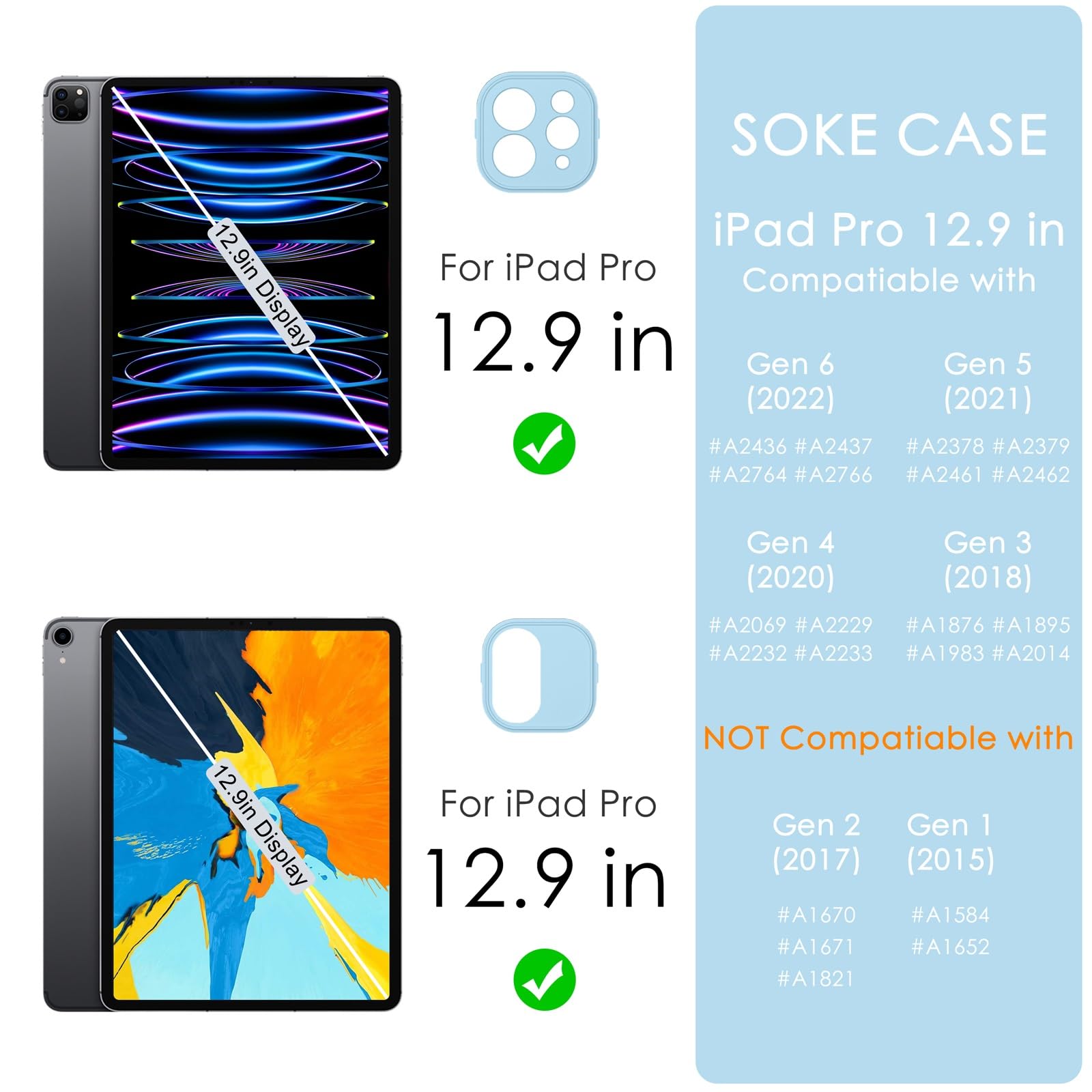 Soke Case For Ipad Pro 12.9 Inch (6Th/5Th/4Th/3Rd Generation, 2022/2021/2020/2018)   Pencil Holder + Auto Sleep/Wake + Camera Pr