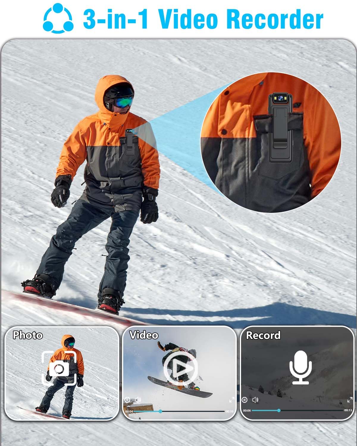 Laifucam Body Camera With Audio And Video Recording 1080P 64G Small Wearable Body Cam With 5 12 Hrs Battery Life, 1.3   Lcd Scre