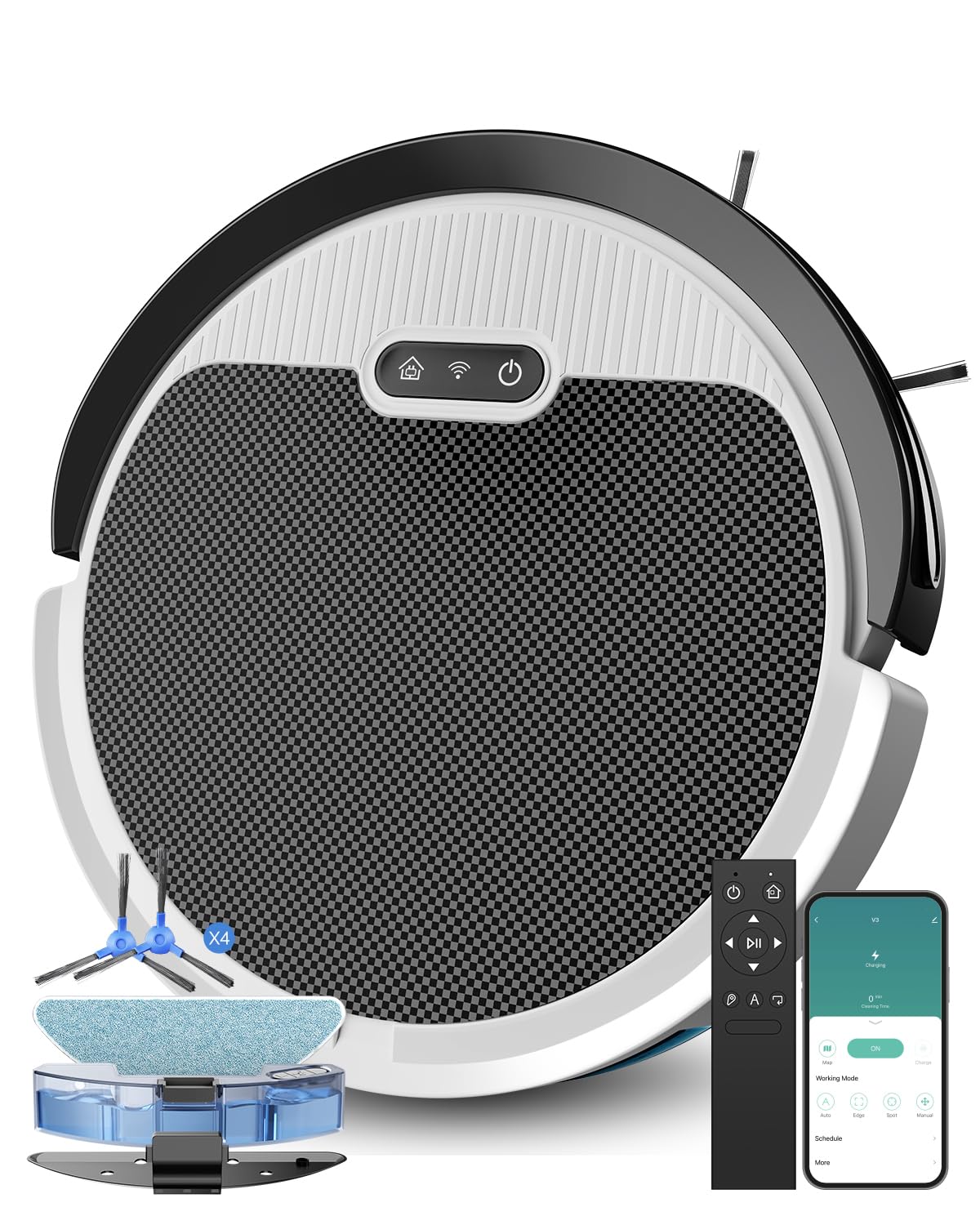 Pureatic V3 2 in 1 Robot Vacuum and Mop Combo?5000Pa Suction, Works with 2.4G WiFi/Alexa/App/Remote Control, Schedule Cleaning, 