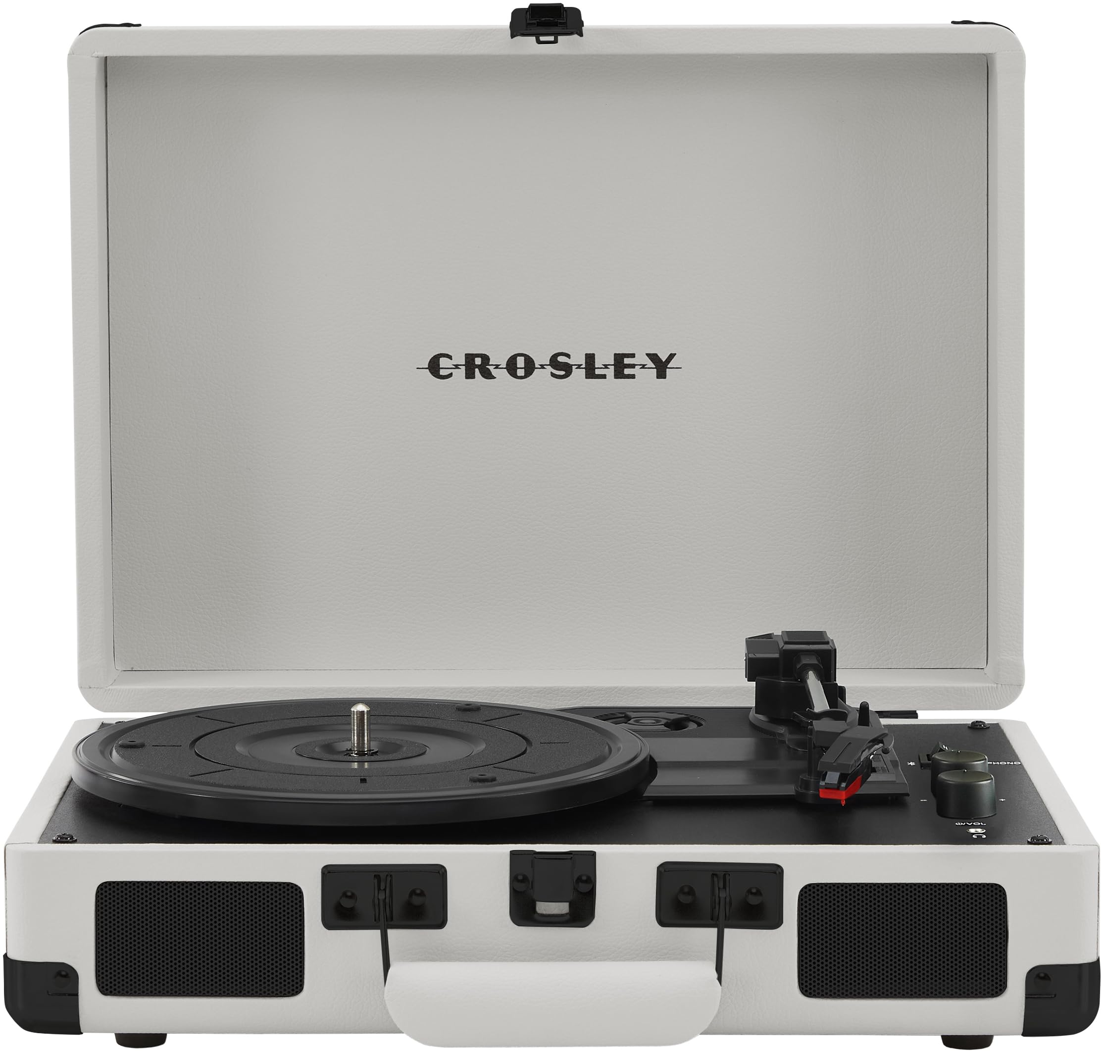 Crosley Cr8005Dp Wf Cruiser Plus Vintage 3 Speed Bluetooth In/Out Suitcase Vinyl Record Player Turntable, White Farmhouse