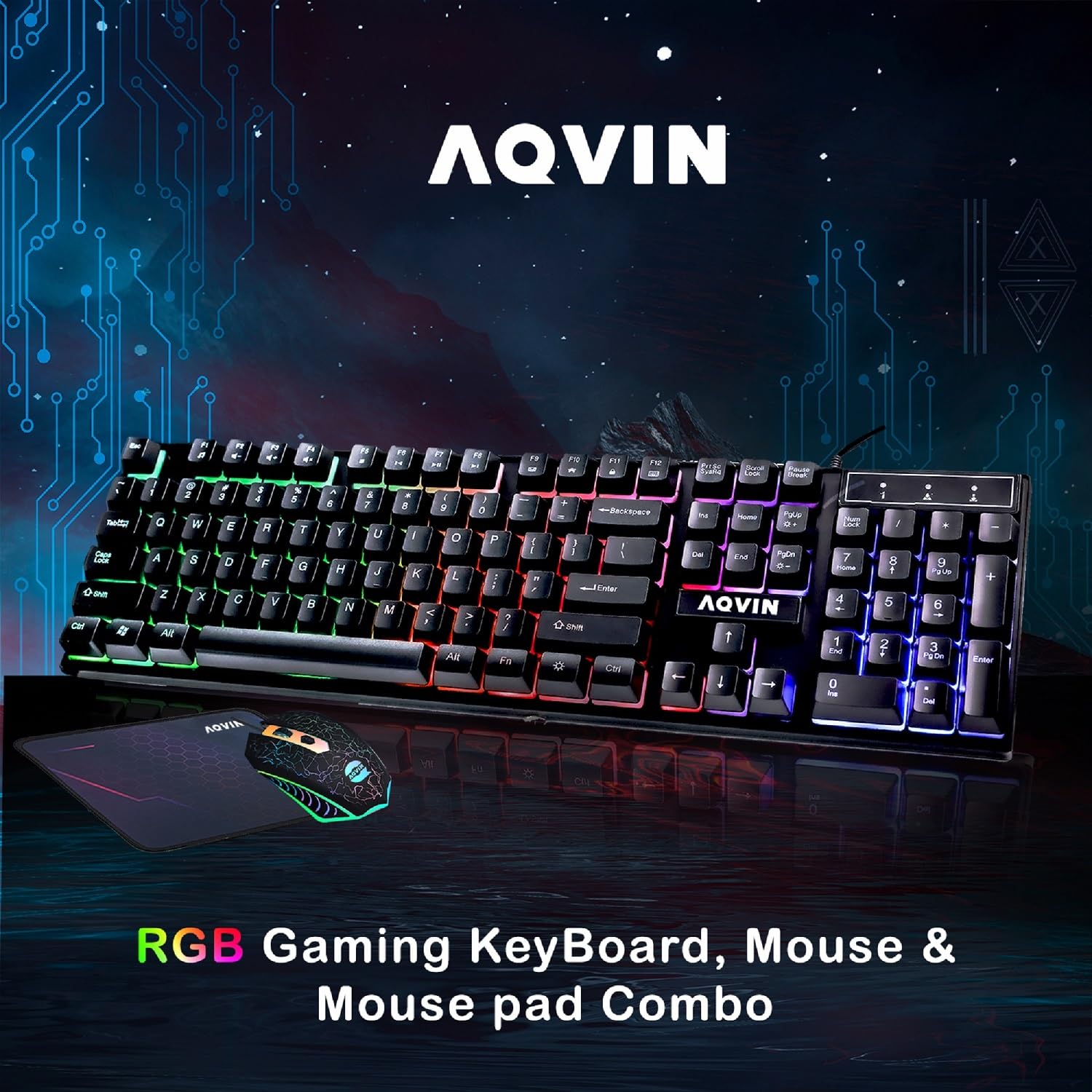 AQVIN Gaming Tower PC - Intel i7, 32GB RAM, 1TB SSD, GTX 1660 6GB, RGB Fans, WiFi, Windows 10 Pro, Black,