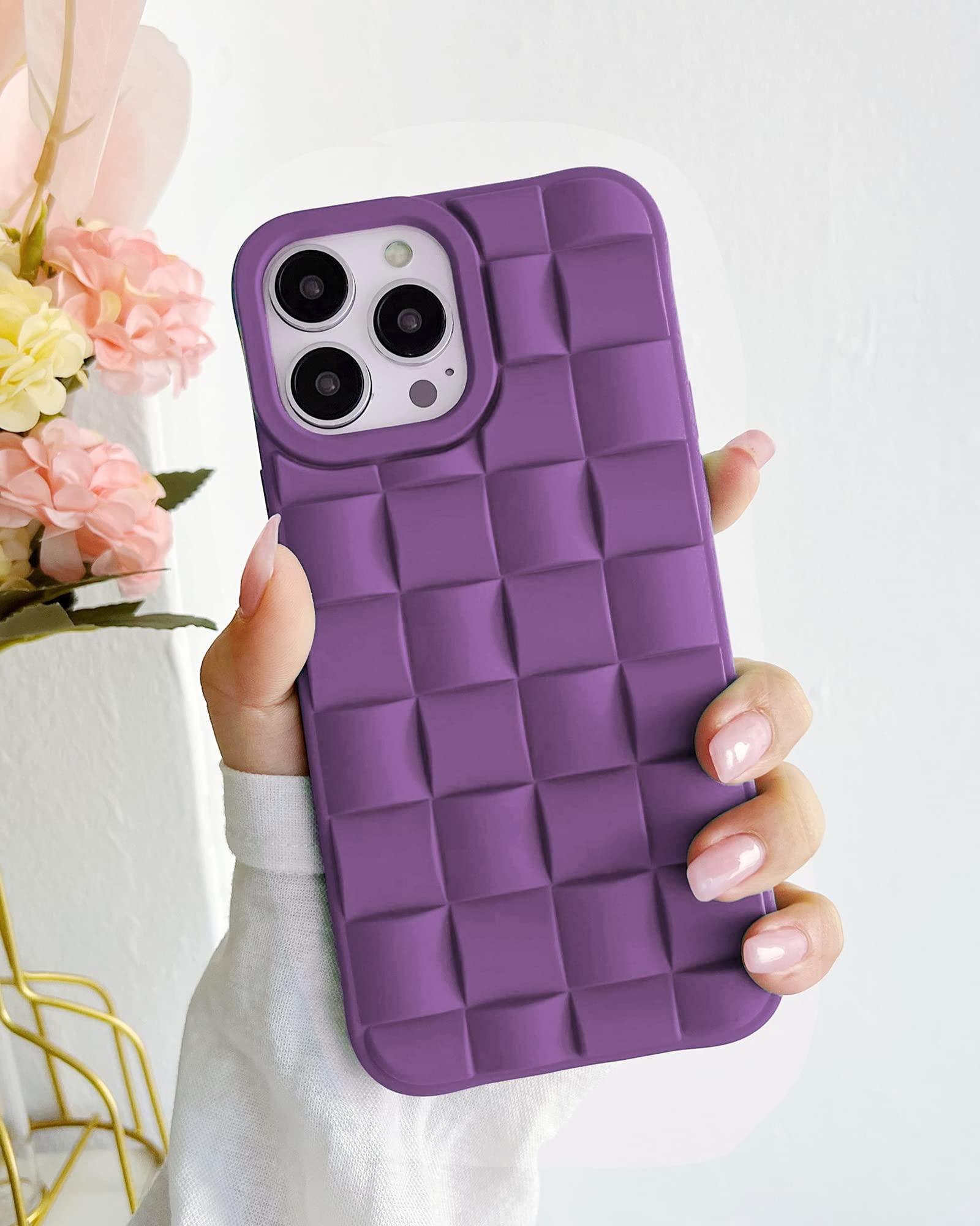 Ginkgonut Compatible With Iphone 14 Pro Max Case For Women/Girls, Cute 3D Laid Desgin Soft Silicone Shockproof Raised Bumper Cor