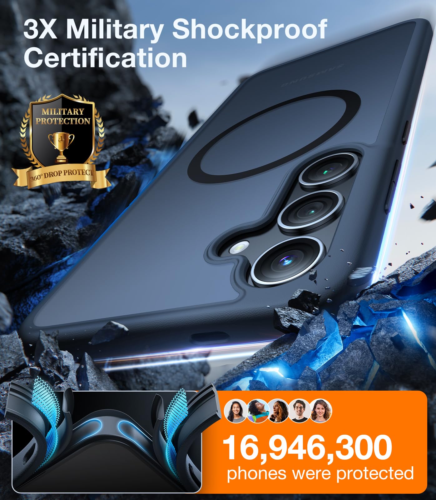 Torras Magnetic Shockproof Designed For Samsung Galaxy S24 Plus Case [Military Grade Drop Tested] [Compatible With Magsafe] Tran