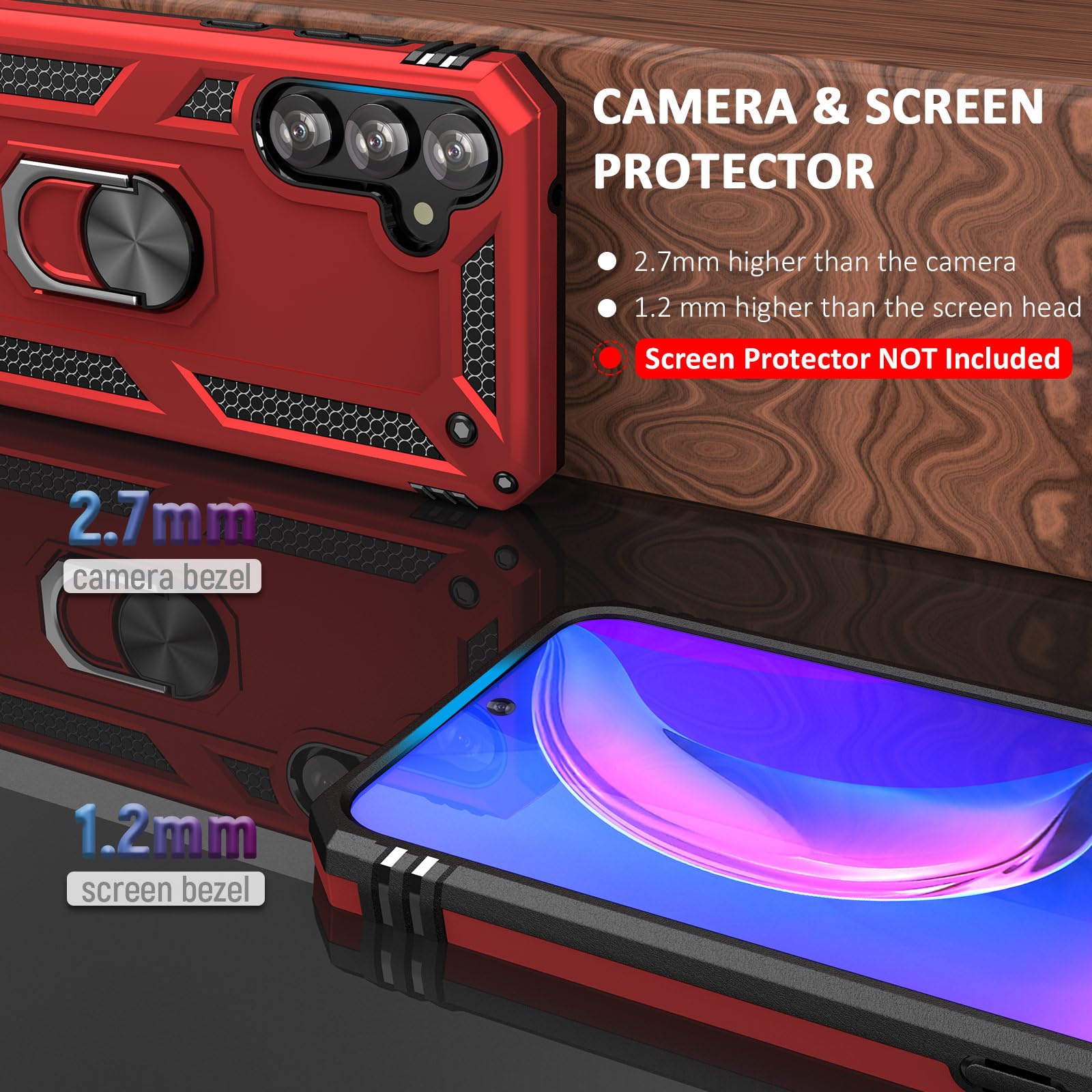 Addit Phone Case For Samsung S23 Fe Case Samsung Galaxy S23 Fe Phone Case, Military Grade, Heavy Duty, With Ring Holder Stand, S