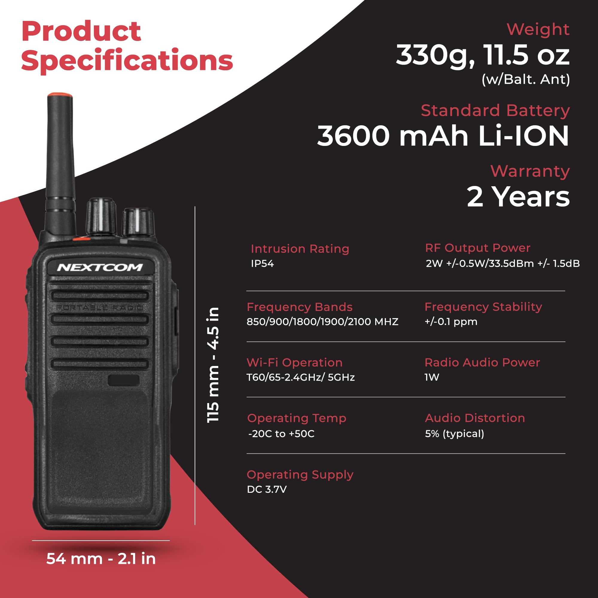 Nextcom Nx Series Tx65 4G Poc Walkie Talkie Radio | Usa Coverage, Wi Fi & Gps Enabled | Business Two Way Radios With Voice Recor