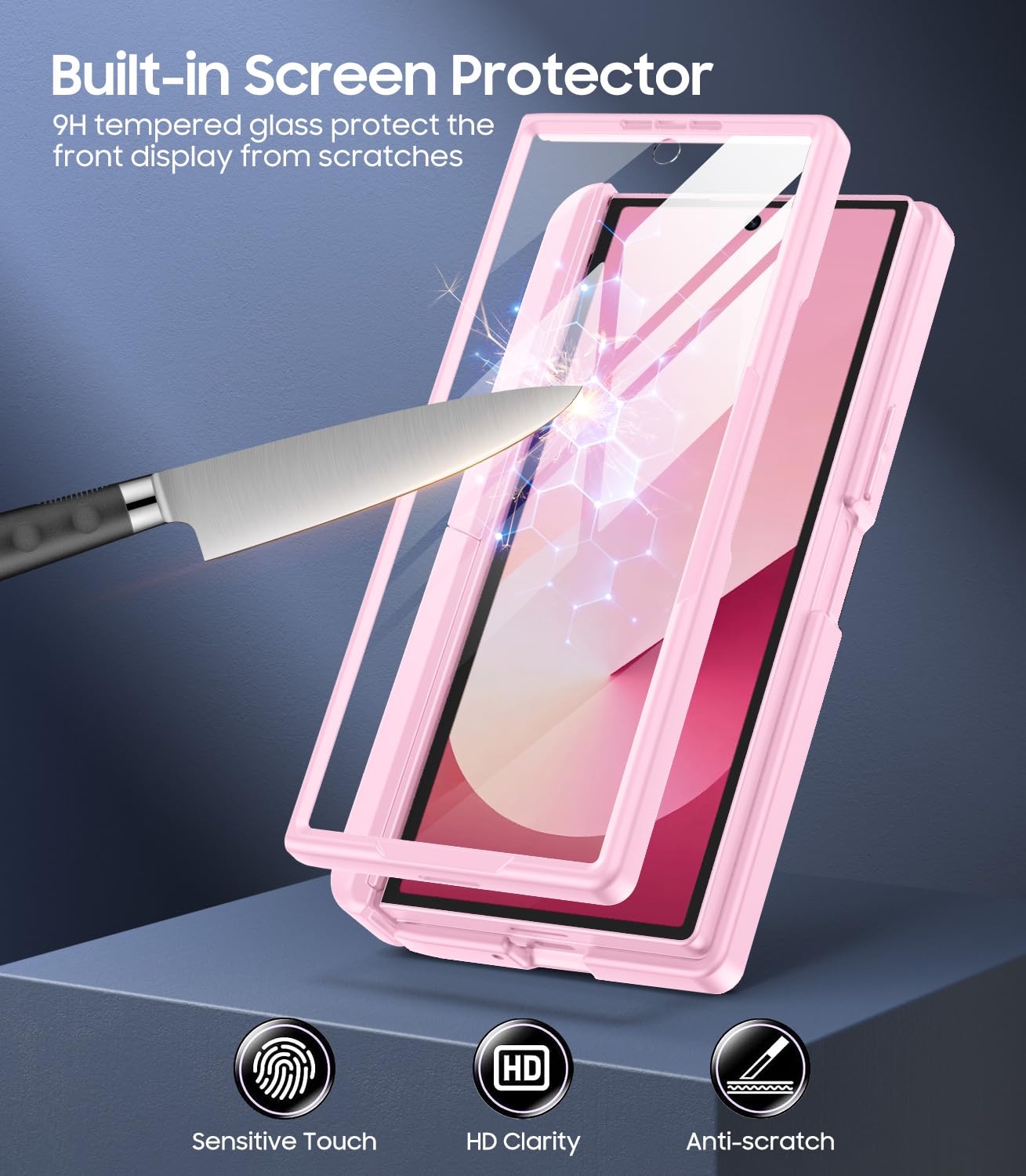 Makavo For Samsung Galaxy Z Fold 6 Case With S Pen Holder, Fit For Magsafe, Built-In Screen Protector, Hinge Cover & Stand, Tran