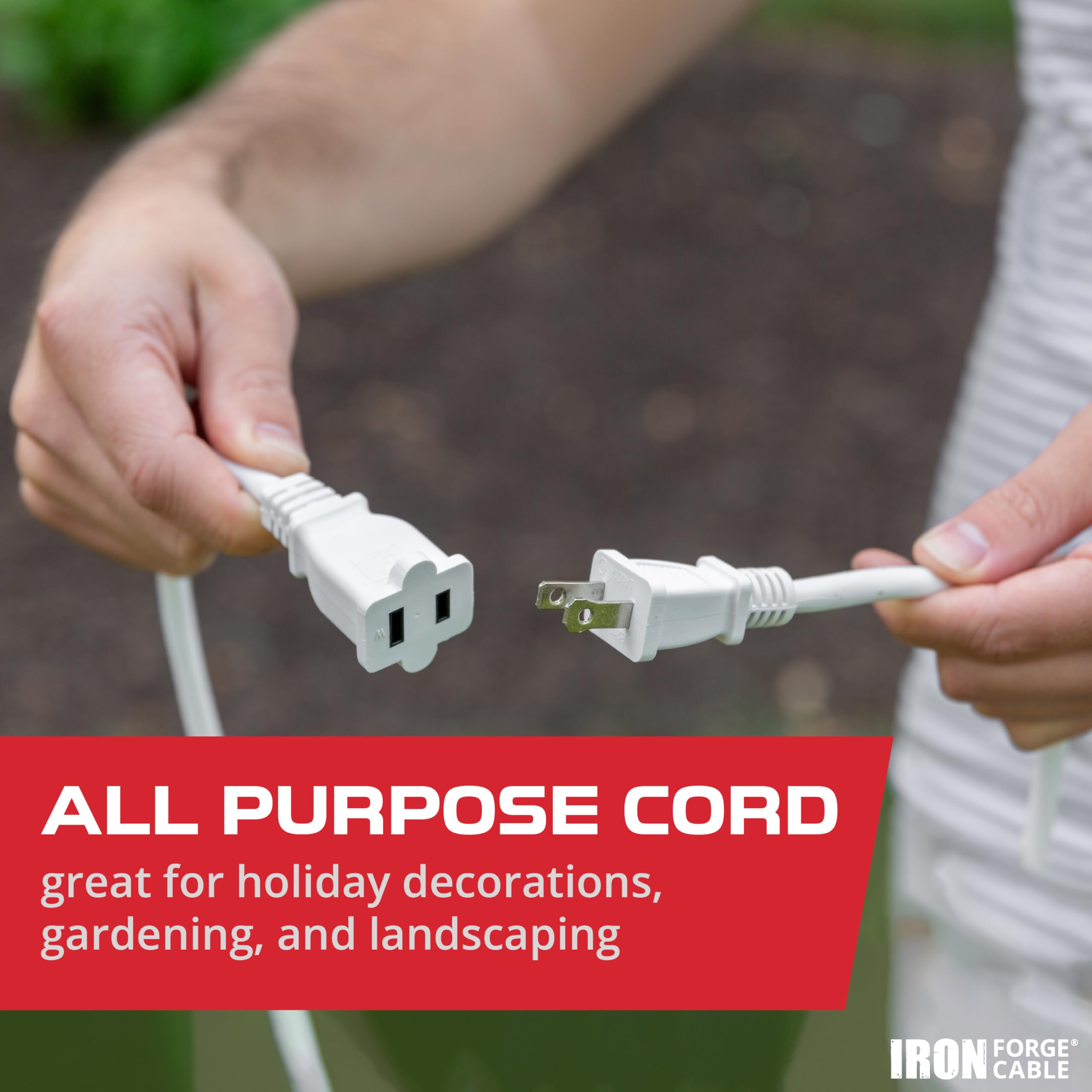 Iron Forge Cable 2 Prong Outdoor Extension Cord 50 Ft   16 Gauge 13 Amp Heavy Duty Power Extension Cords   Sjtw   Great For Outd