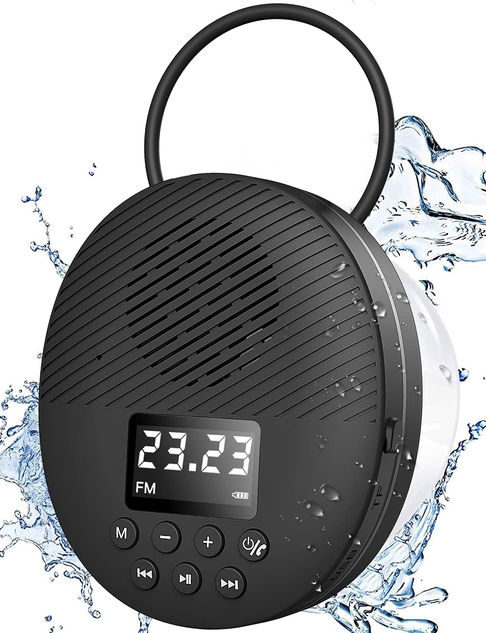Shower Radio Speaker With Bluetooth 5.0, Agptek Waterproof Wireless Bathroom Fm With Suction Cup 12H Long Playback Time, Lanyard