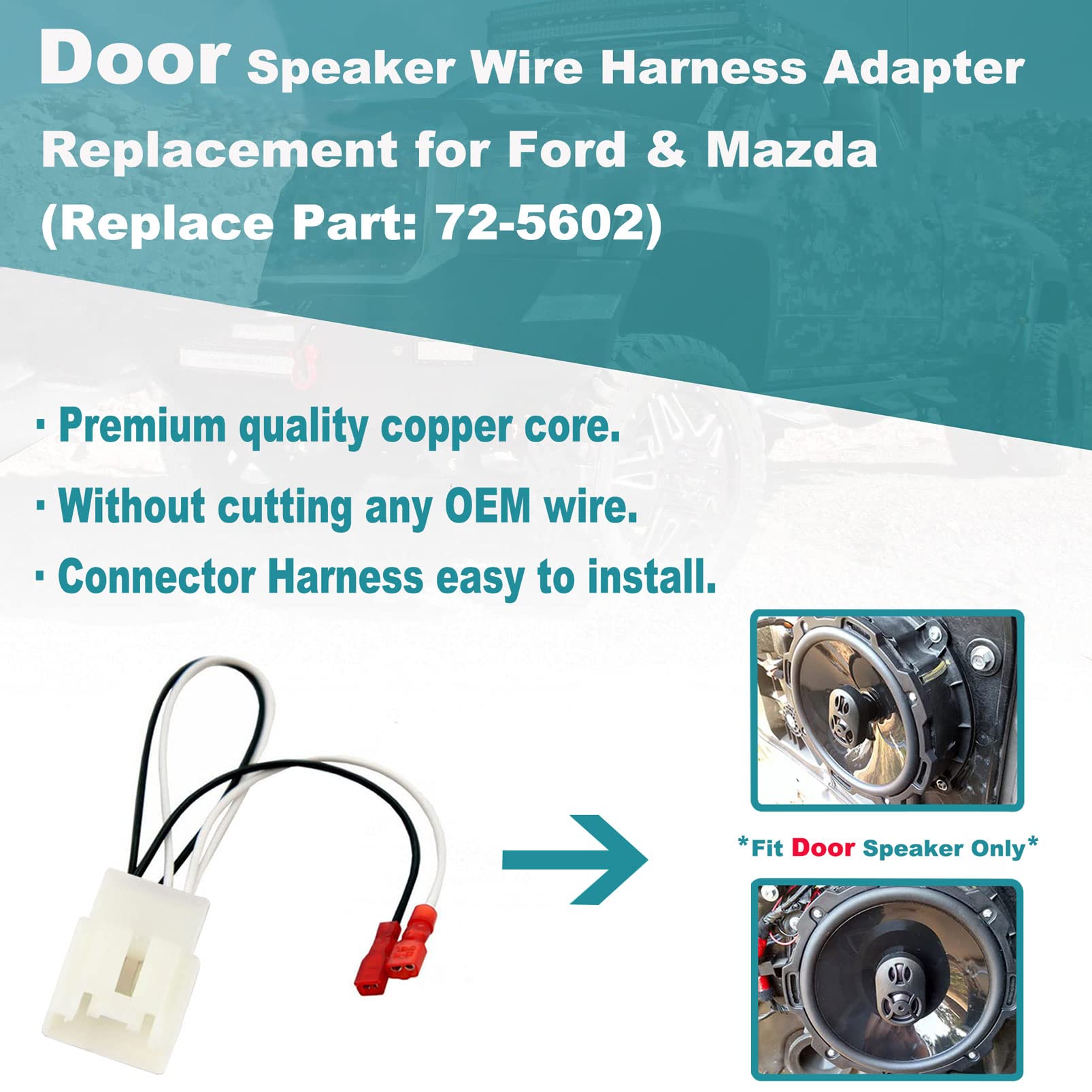 Immk 72 5602 Car Replacement Door Speaker Wiring Harness Plug Connector For 2011 2021 Ford F 150 Fusion Escape Focus Bronco Must