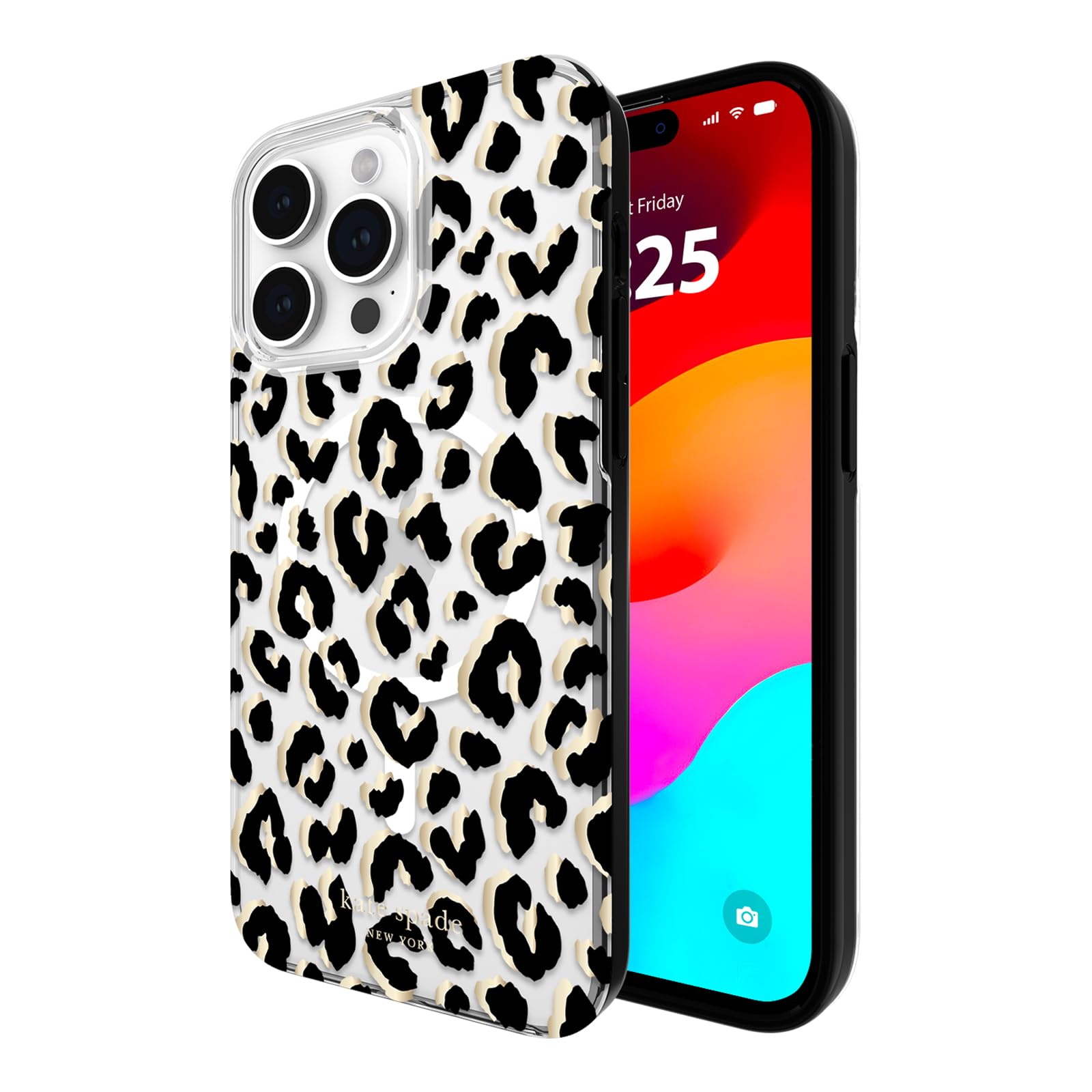 Kate Spade New York Iphone 15 Pro Max Case, Compatible With Magsafe   City Leopard Black