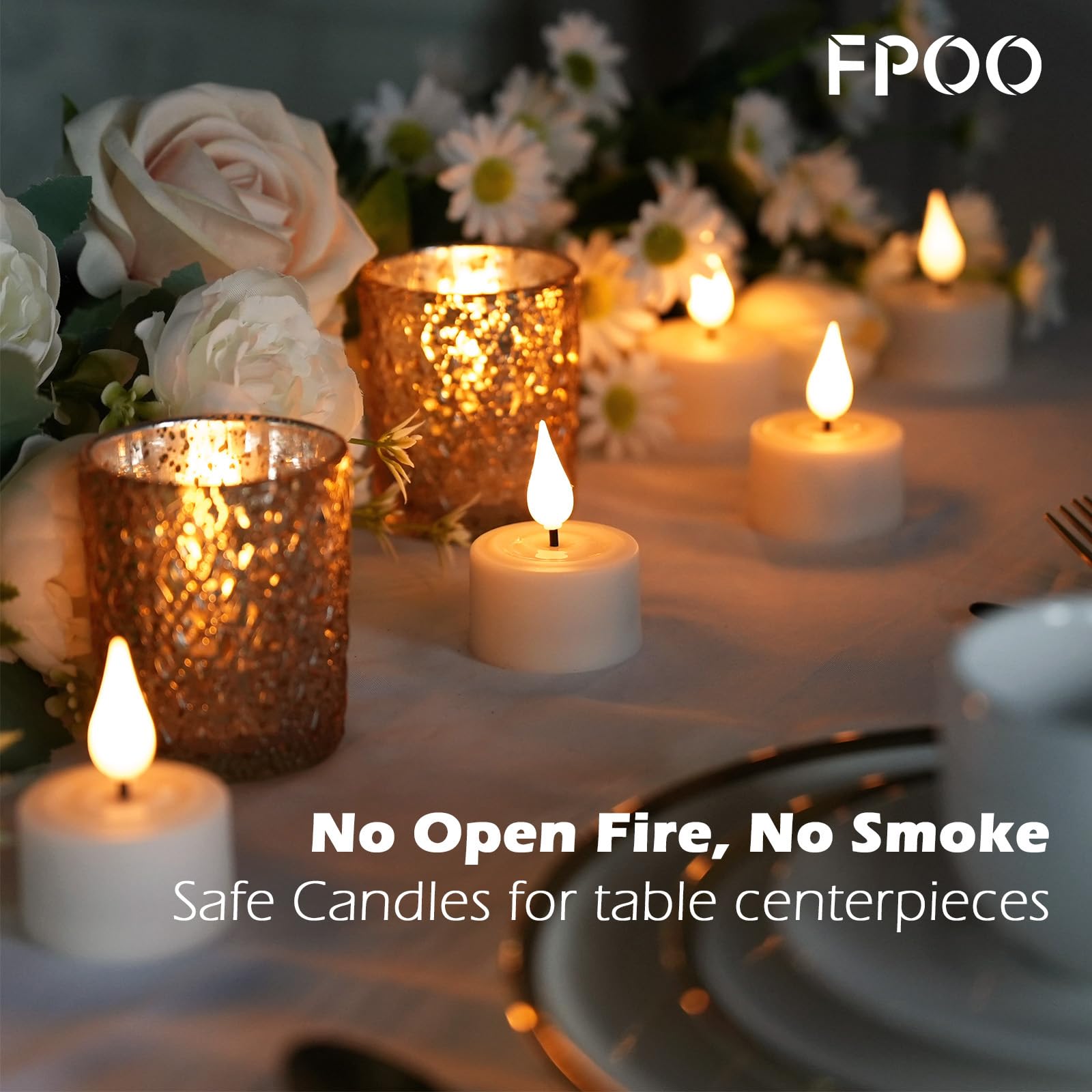 Fpoo Rechargeable Tea Lights Candles With Remote Timer, 12 Packs Flameless Flickering Led Tea Lights Votive Candles With Usb Cha