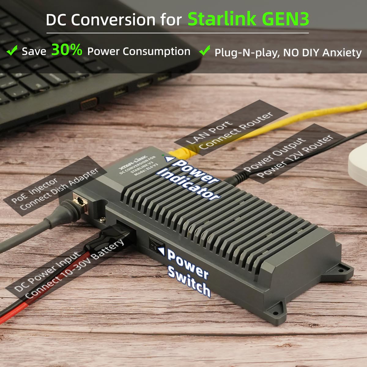 Starlink Dc Conversion Kt,Xtar El6 12V To 56V All In One Dc Power Supply For Starlink Standard Actuated (Gen 3),Reduce Power Con