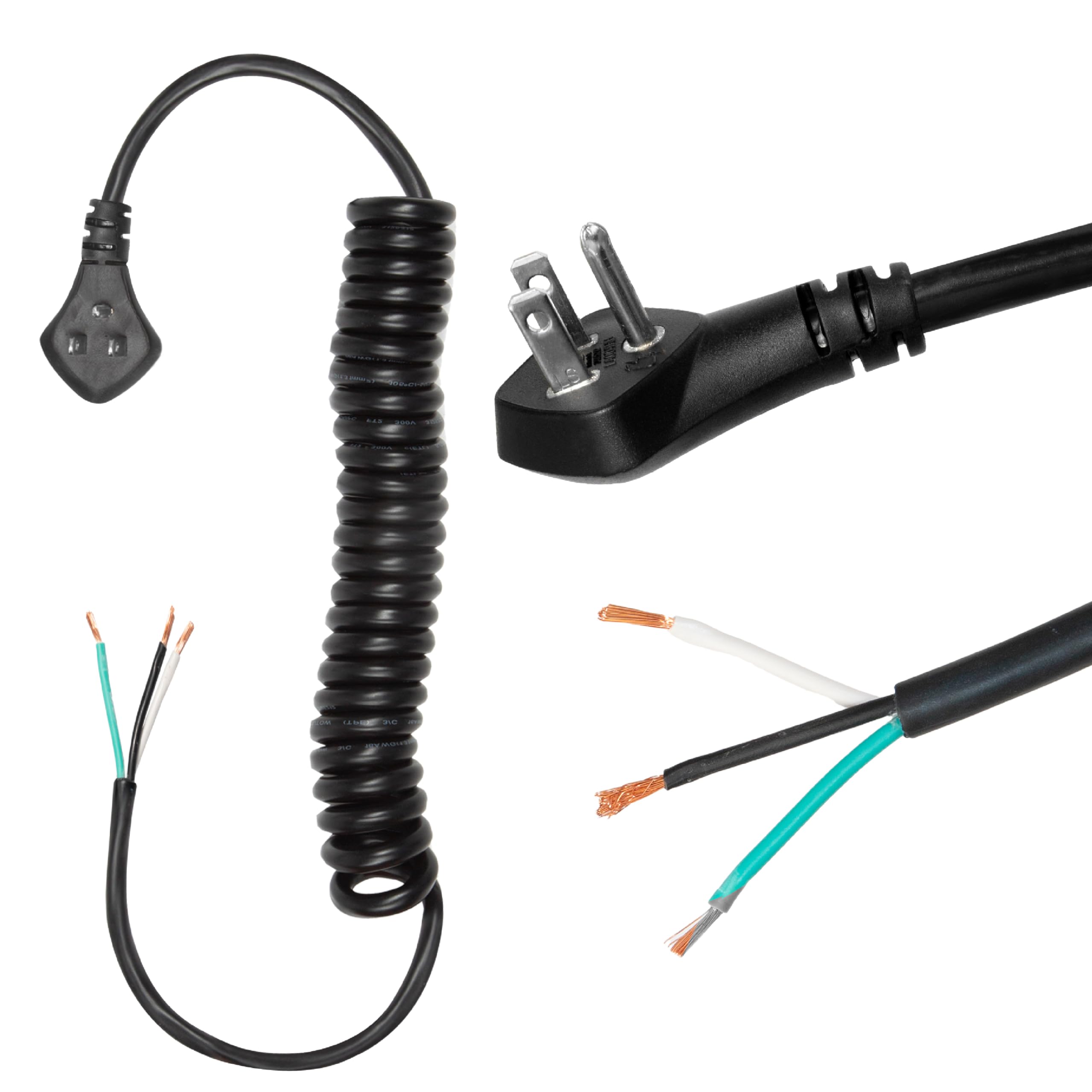 Iron Forge Cable Coiled Replacement Extension Cord 15 Ft   14 Gauge 15 Amp Heavy Duty Power Extension Cords   Sjeow Oil Resistan