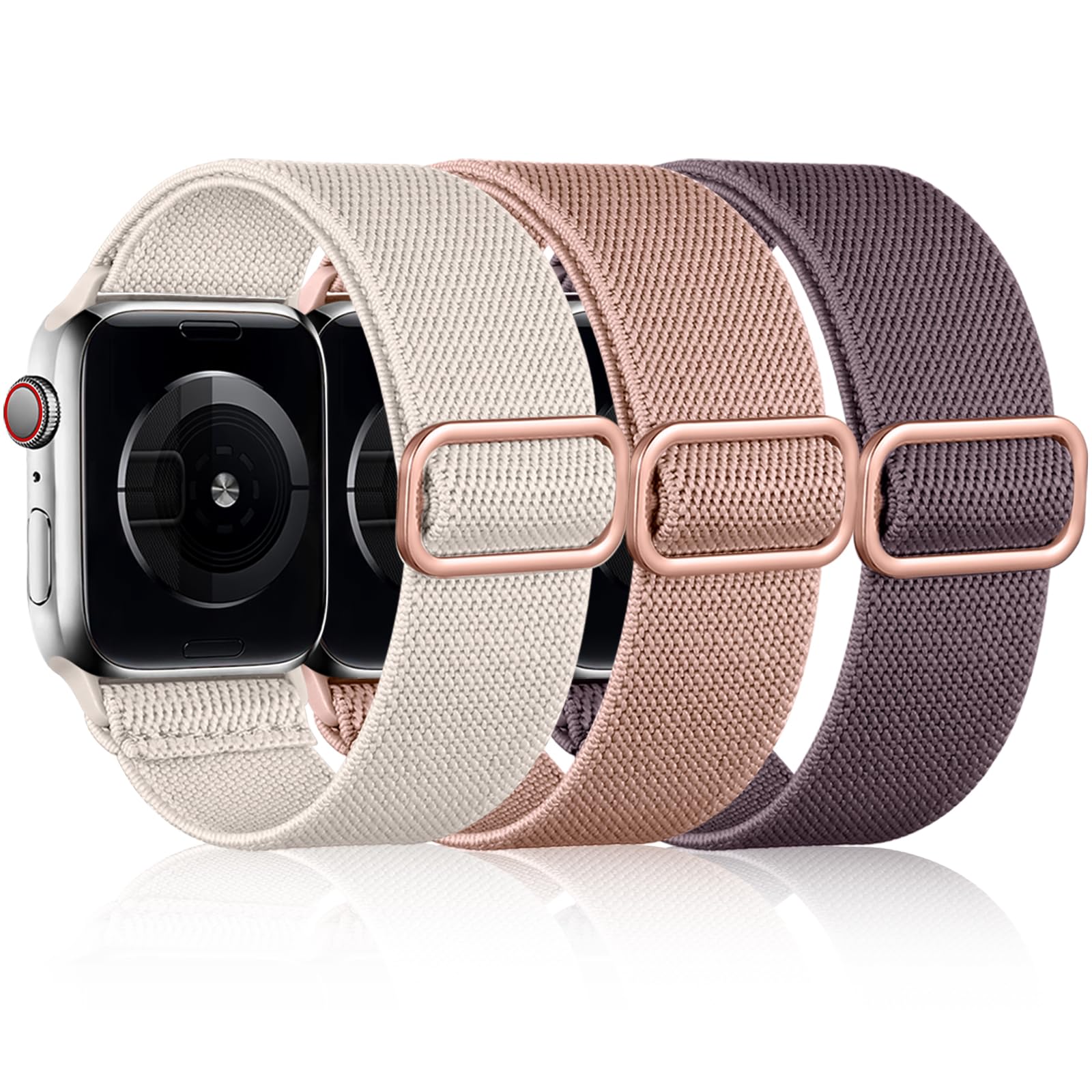 Daqin 3 Pack Stretchy Nylon Solo Loop Compatible With Apple Watch Band 38Mm 40Mm 41Mm 42Mm 44Mm 45Mm Women Men, Elastic Cloth Sp