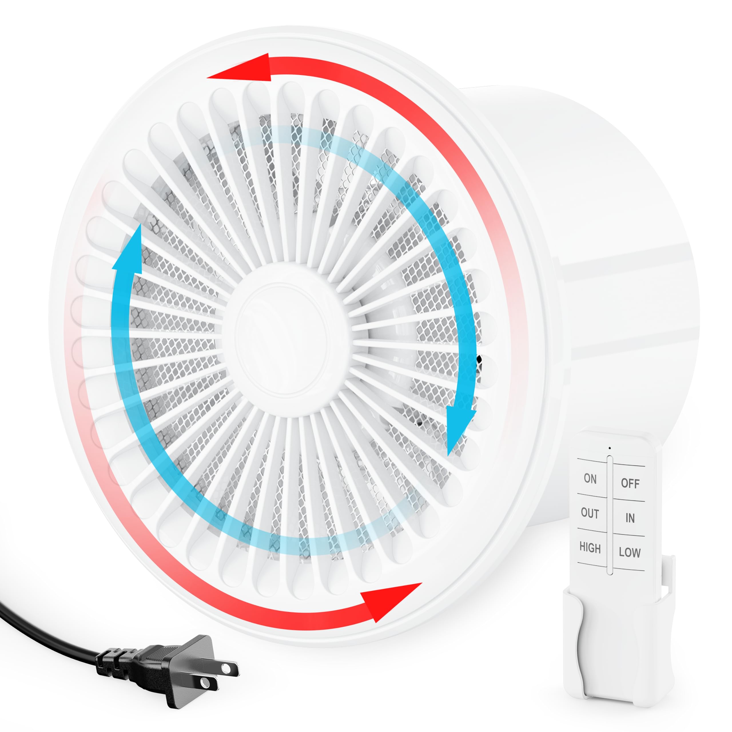 Hg Power 6 Inch Reversible Exhaust Fan With Remote Control, Two Way Exhaust Fan With Mesh Screens, Small Exhaust Fan For Window