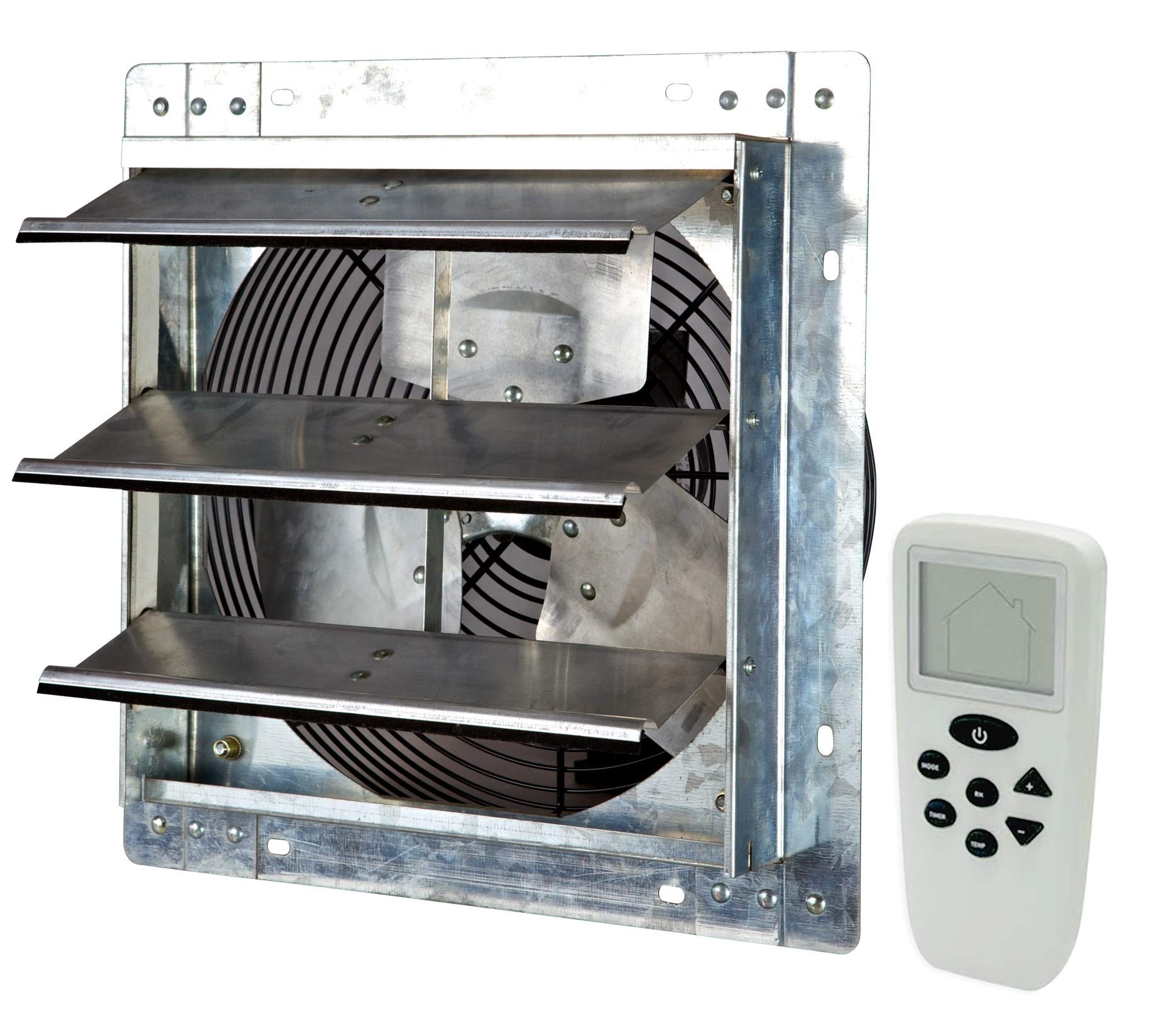 Iliving 12'' Shutter Exhaust Fan With Wireless Smart Remote Controlled Thermostat And Humidity, Variable Speed Wall Mounted Atti