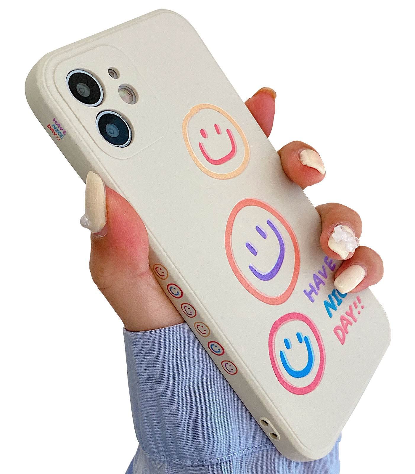 Kerzzil Cute Smile Pattern Compatible With Iphone 12 Case, Silicone Slim Fit Soft Anti Scratch Microfiber Lining] Flexible Tpu S