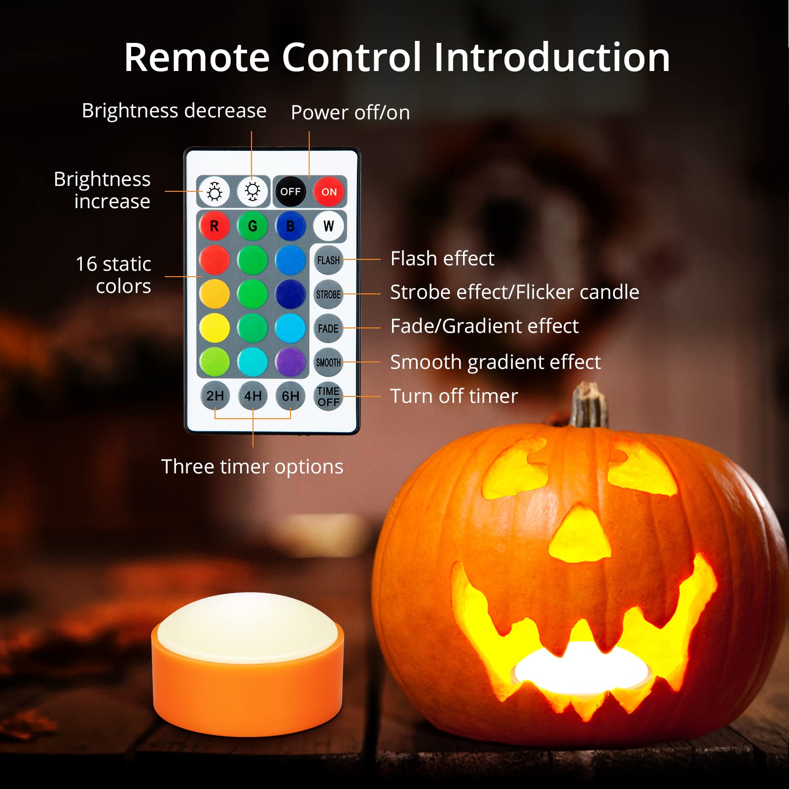 Solled Pumpkin Lights With Remote Control And Timers,Rgbw Color Changing Jack O Lantern Battery Operated Lights For Halloween De