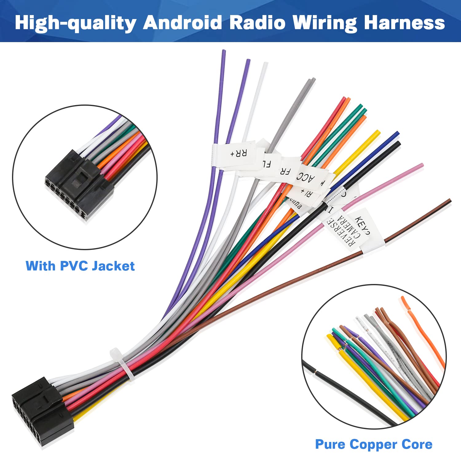 Fiegromech 16 Pin Iso Radio Wiring Harness Adapter For Android Car Stereo Radio Gps Head Unit Dvd Player Power Speaker Wire Cabl