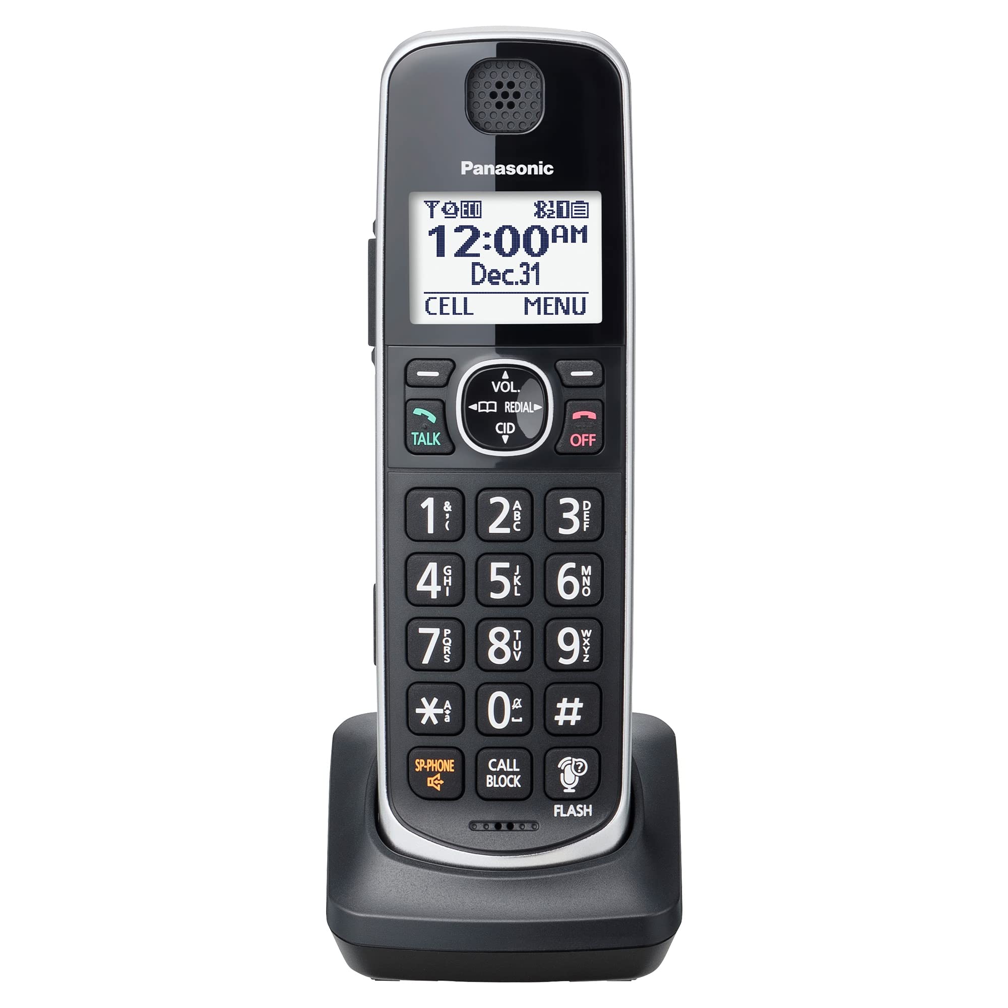 Panasonic Additional Cordless Phone Handset Compatible with KX-TGE6x Series Cordless Phone Systems - KX-TGEA61B (Black)