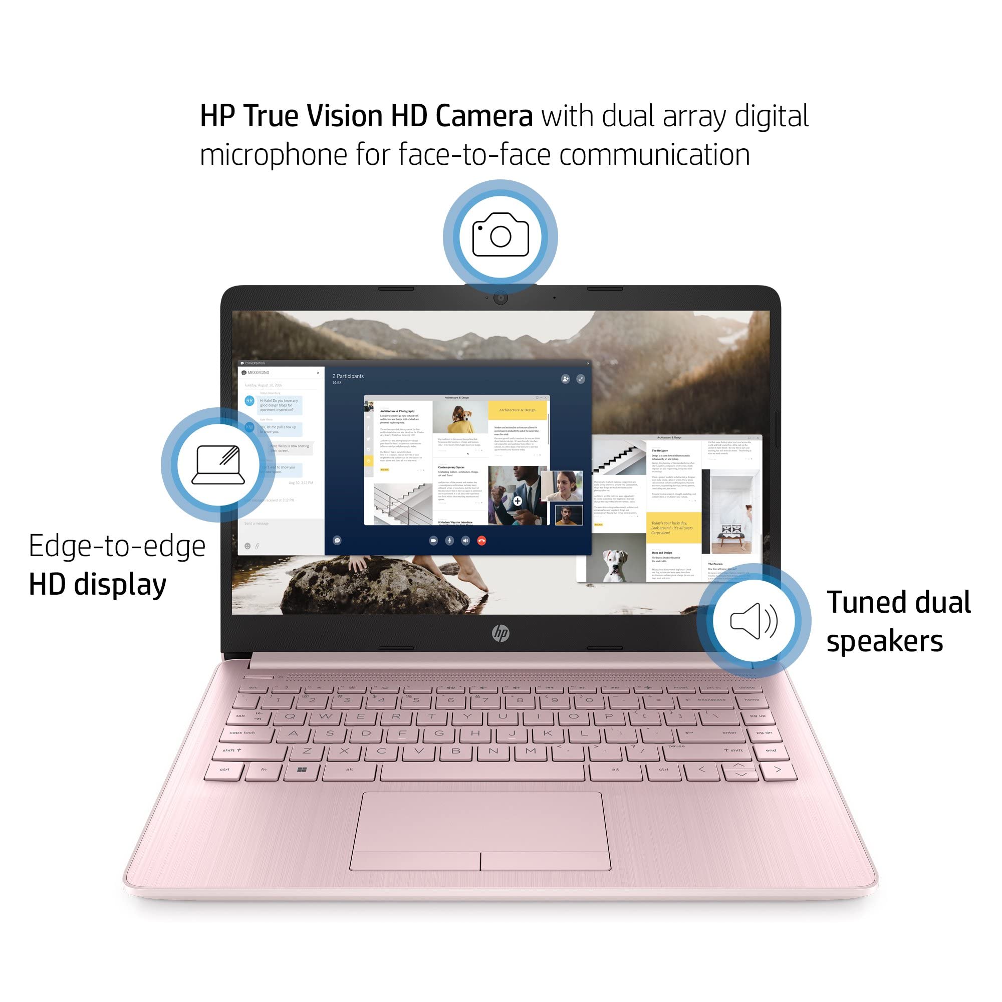 Hp Stream 14'' Hd Laptop, Intel Celeron Quad-Core Processor, 16Gb Ddr4 Ram, 64Gb Emmc, 1 Year Office 365, Wifi, Bluetooth, Hdmi,