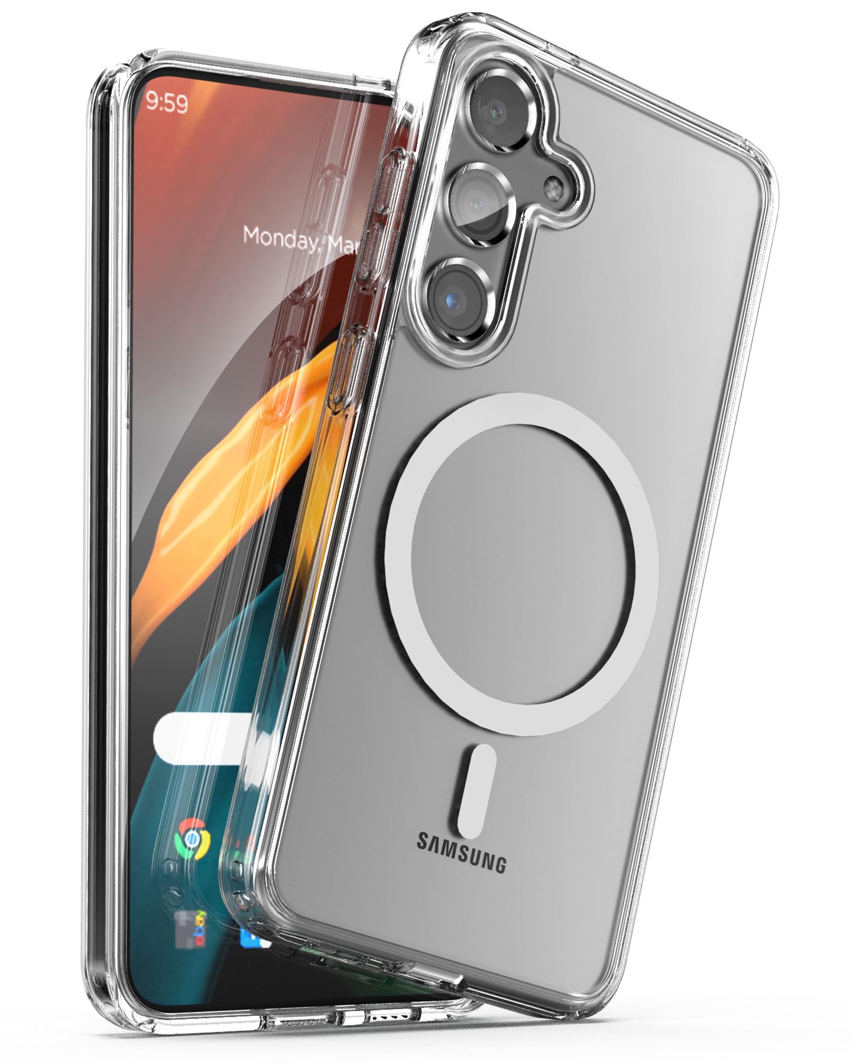 ENCASED MAG Case Designed for Samsung Galaxy S24 (2024) Compatible with MagSafe, Wireless Charging Magnetic Cover (Crystal Clear