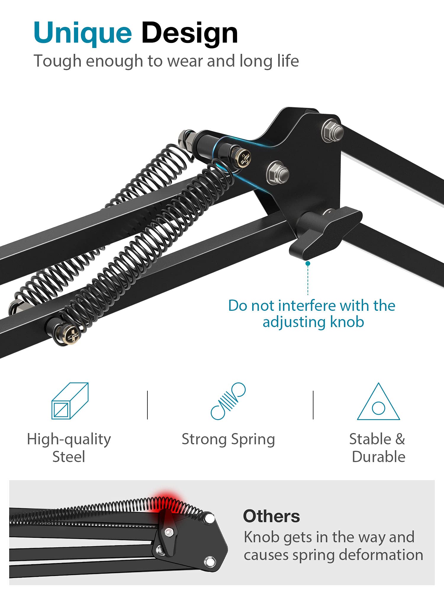 Innogear Microphone Stand Mic Boom Arm For Blue Yeti Hyperx Quadcast S Solocast Snowball Fifine K669B And Other Mic, With Shock