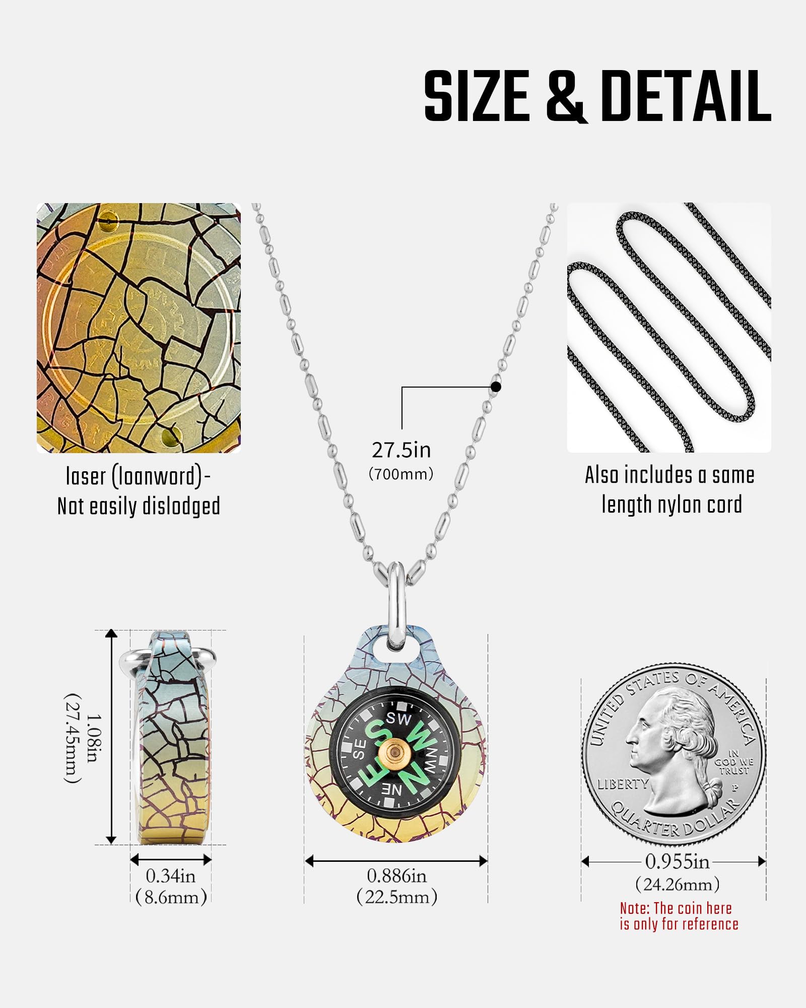 Mecarmy Cmp Titanium Ice Crackle Mini Compass, Pocket Compass Hiking Survival, Small Ipx5 Waterproof, Glow In The Dark, Compact,