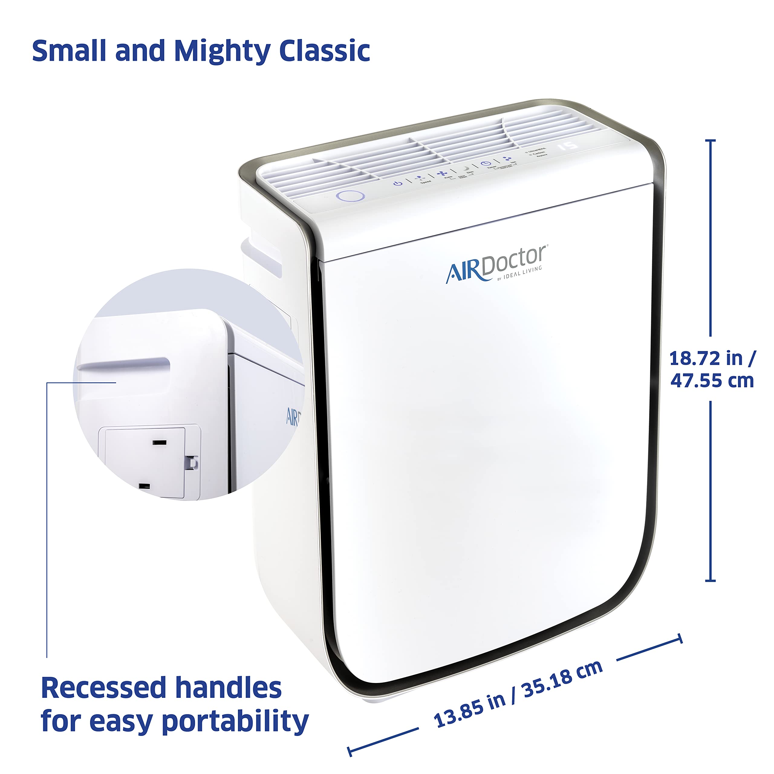 Airdoctor Ad2000 Air Purifier For Small & Medium Rooms And Small Bedrooms. 3 Stage Filtration With Pre Filter, Ultrahepa, Carbon