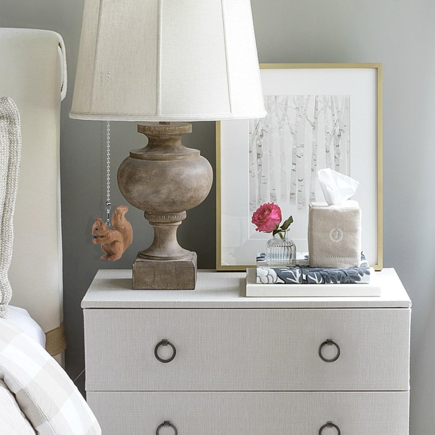 Dotlite Squirrel Ceiling Fan Pull Chain,Cute Realistic Squirrel Animal Fan String Pulls Charm Extension Decorative,12In 3Mm Diam