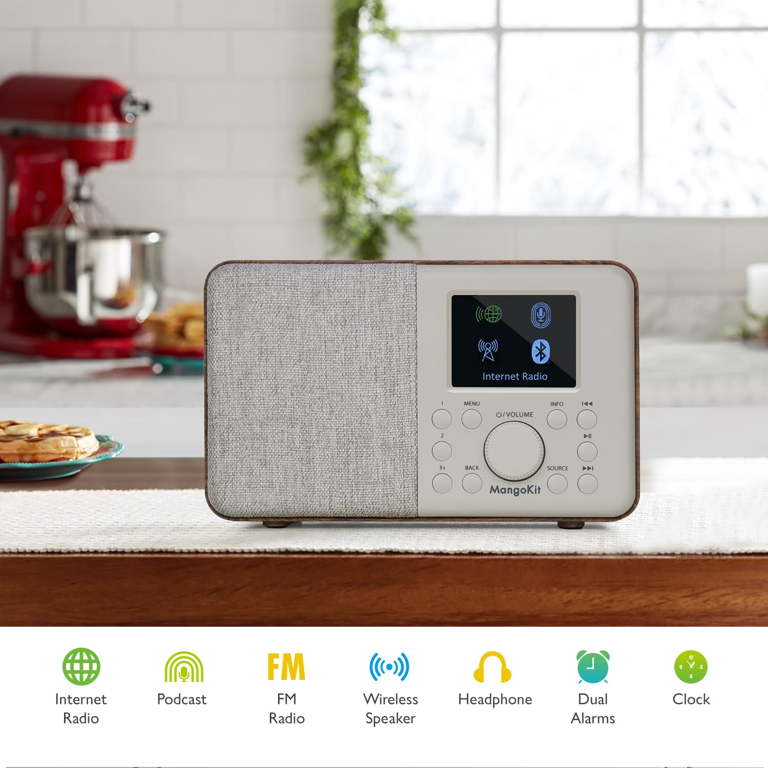 Mangokit Sr10 Internet Radio,Wifi Radio,Podcast Player, Bluetooth Speaker, Smart Radio, Portable Fm Radio, Mains And Battery Pow