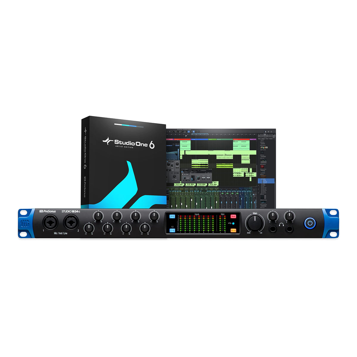 Presonus Studio 1824C 18X20, 192 Khz, Usb Audio Interface With Studio One Artist And Ableton Live Lite Daw Recording Software