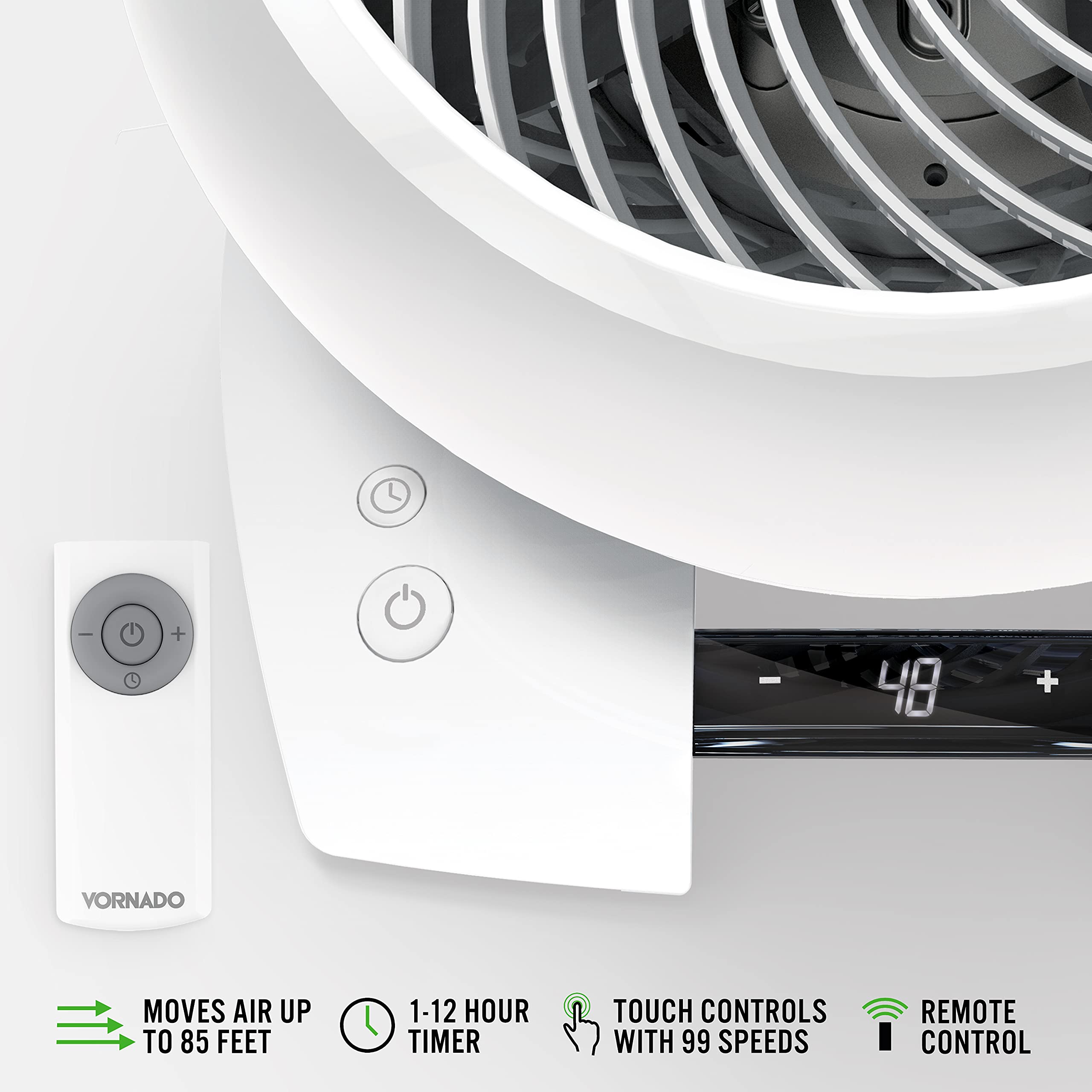 Vornado 6303Dc Energy Smart Medium Air Circulator Fan With Variable Speed Control, White