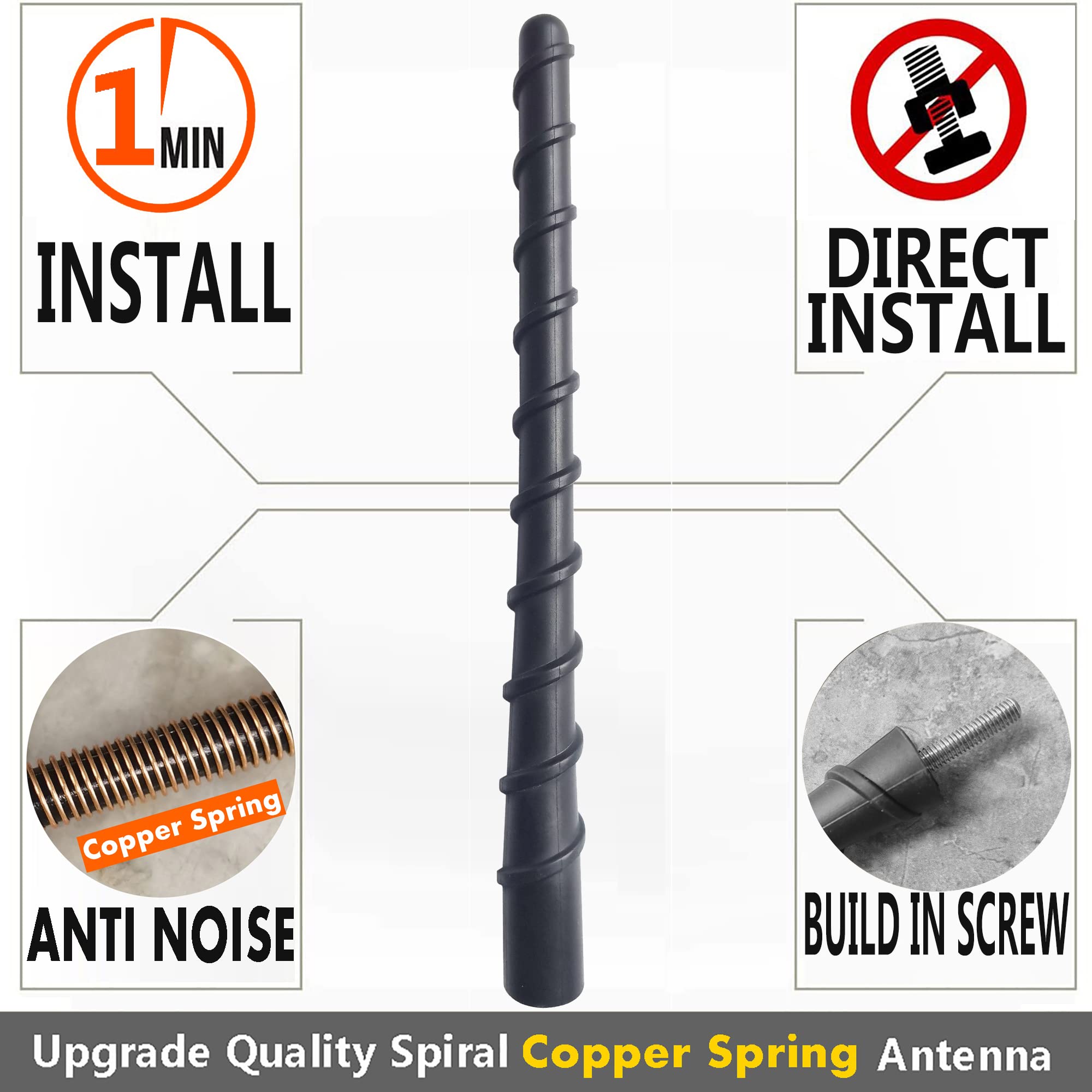 7 Inch Flexible Spiral Rubber Antenna For Toyota Highlander (2000 2007), Toyota Fj Cruiser (2007 2014) Antenna Replacement Mast