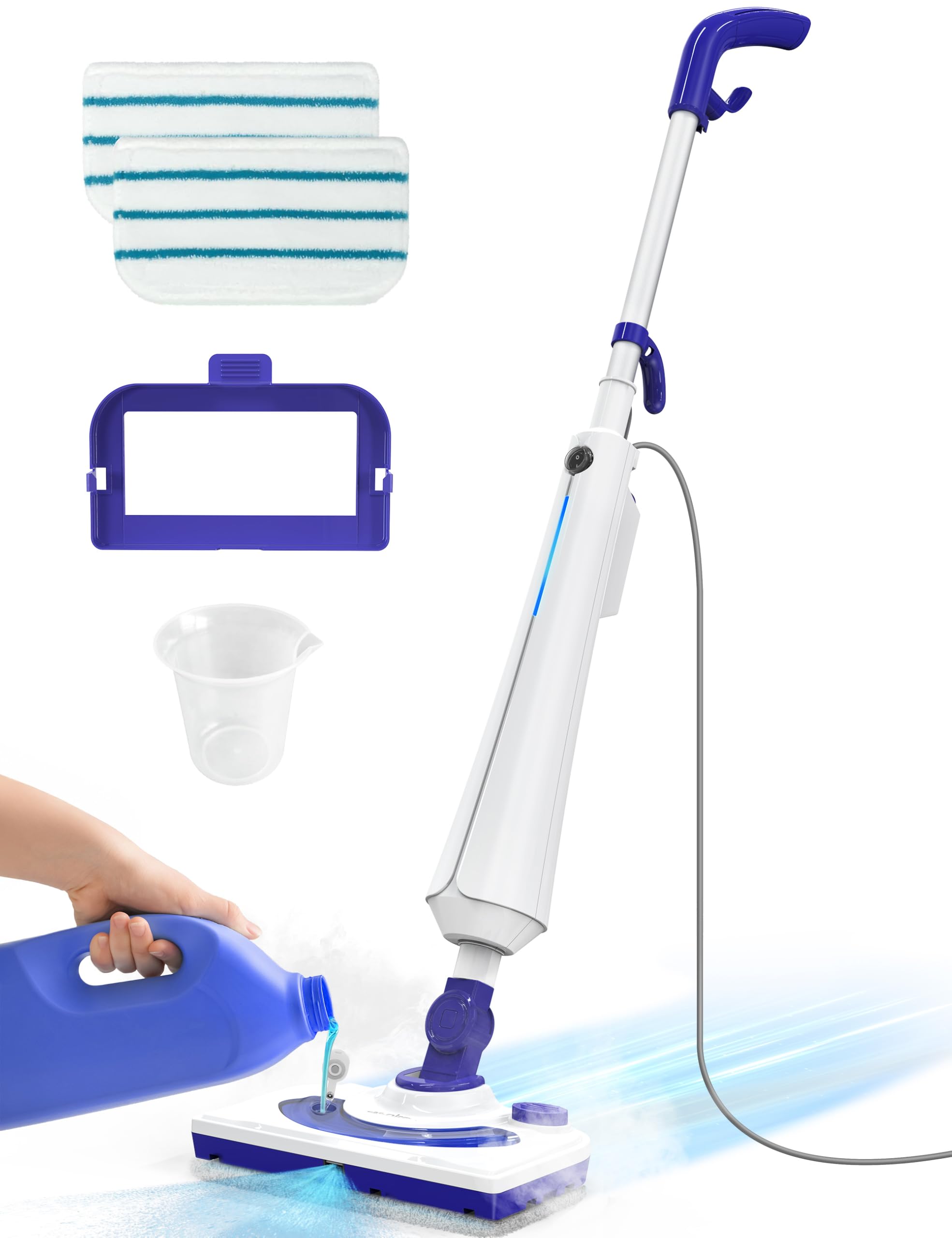 Professional Steam Mop Cleaner, 1300W Floor Steamer with Detergent Chamber