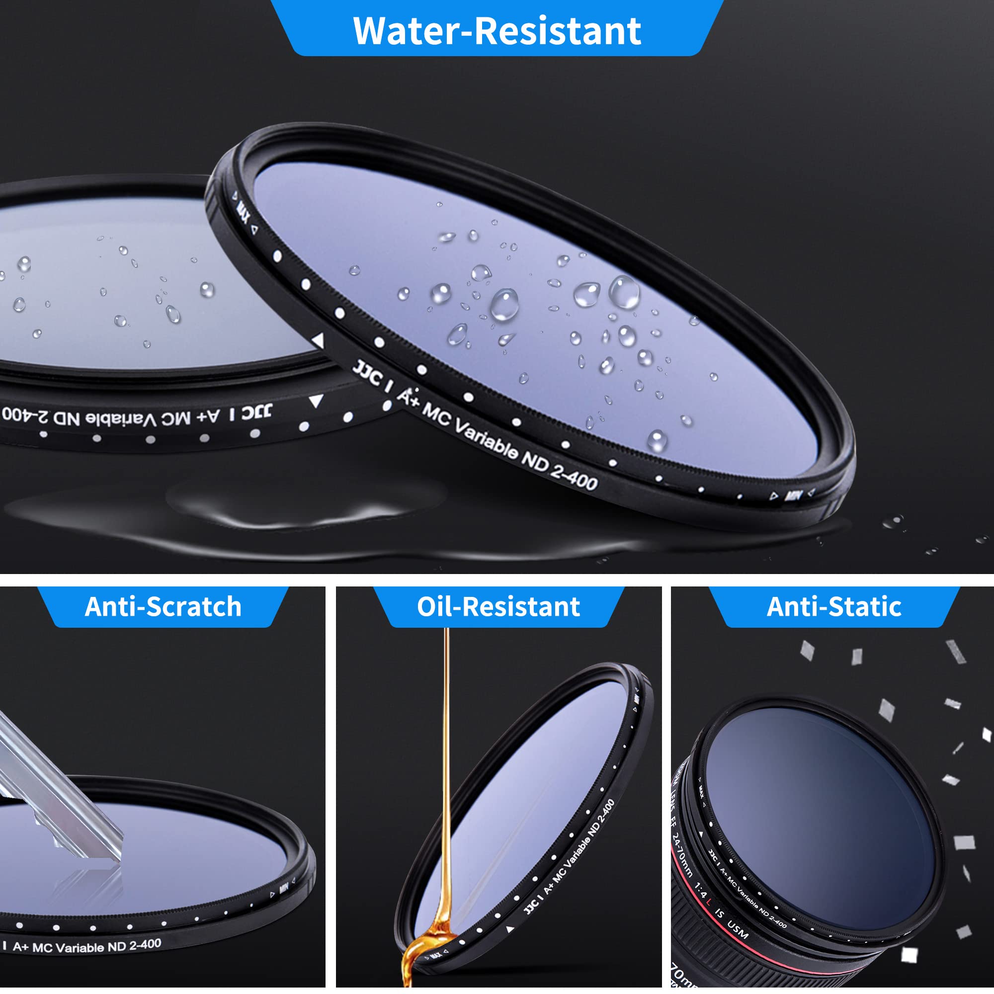 JJC 55mm Variable Neutral Density Filter ND2-ND400 Slim Fader