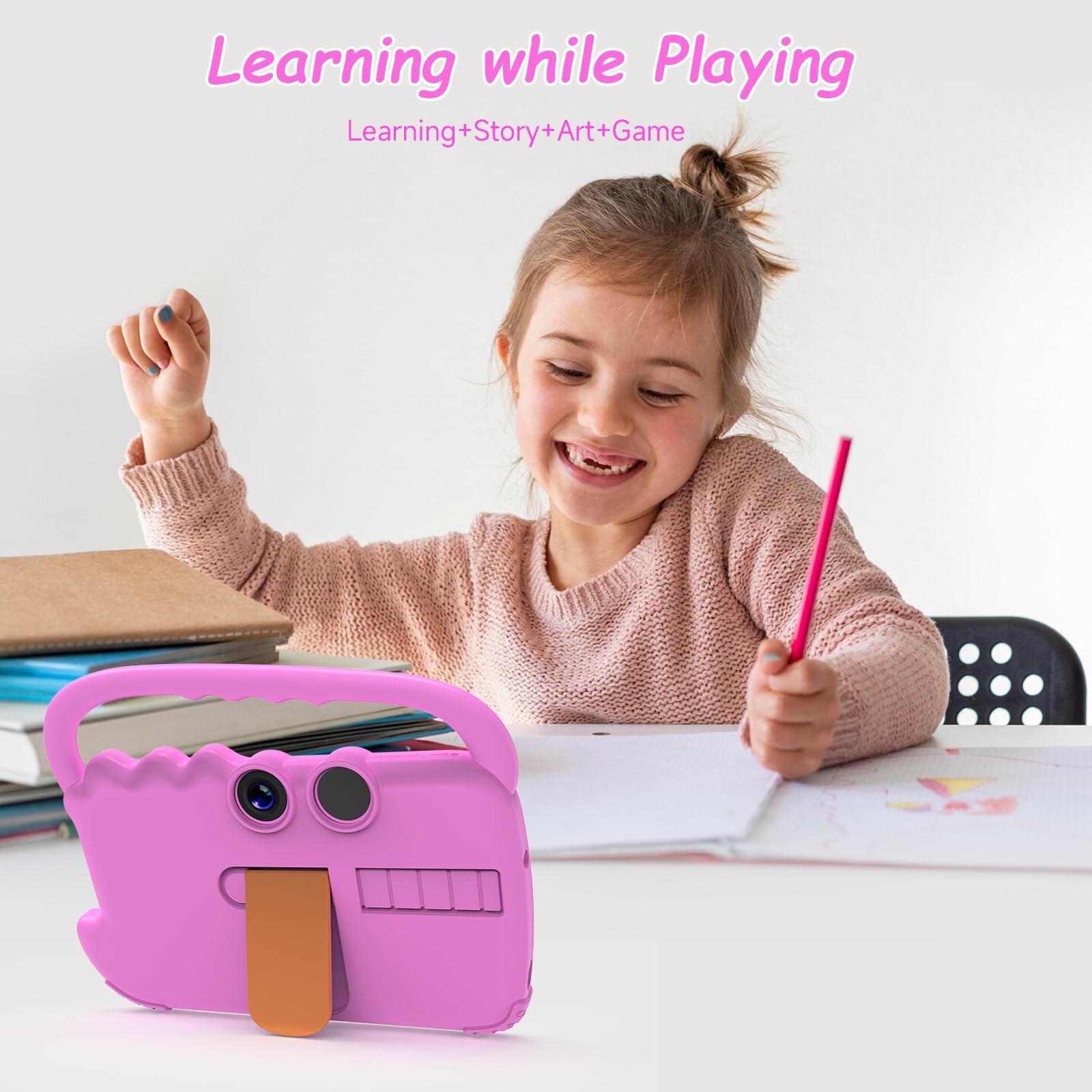 Kids Tablet 7 Inch For Girls Boy, Android 12 Tablets For Kids 4Gb Ram 32Gb Rom Toddler Tablet Wifi Bluetooth Safety Eye Ips Scre